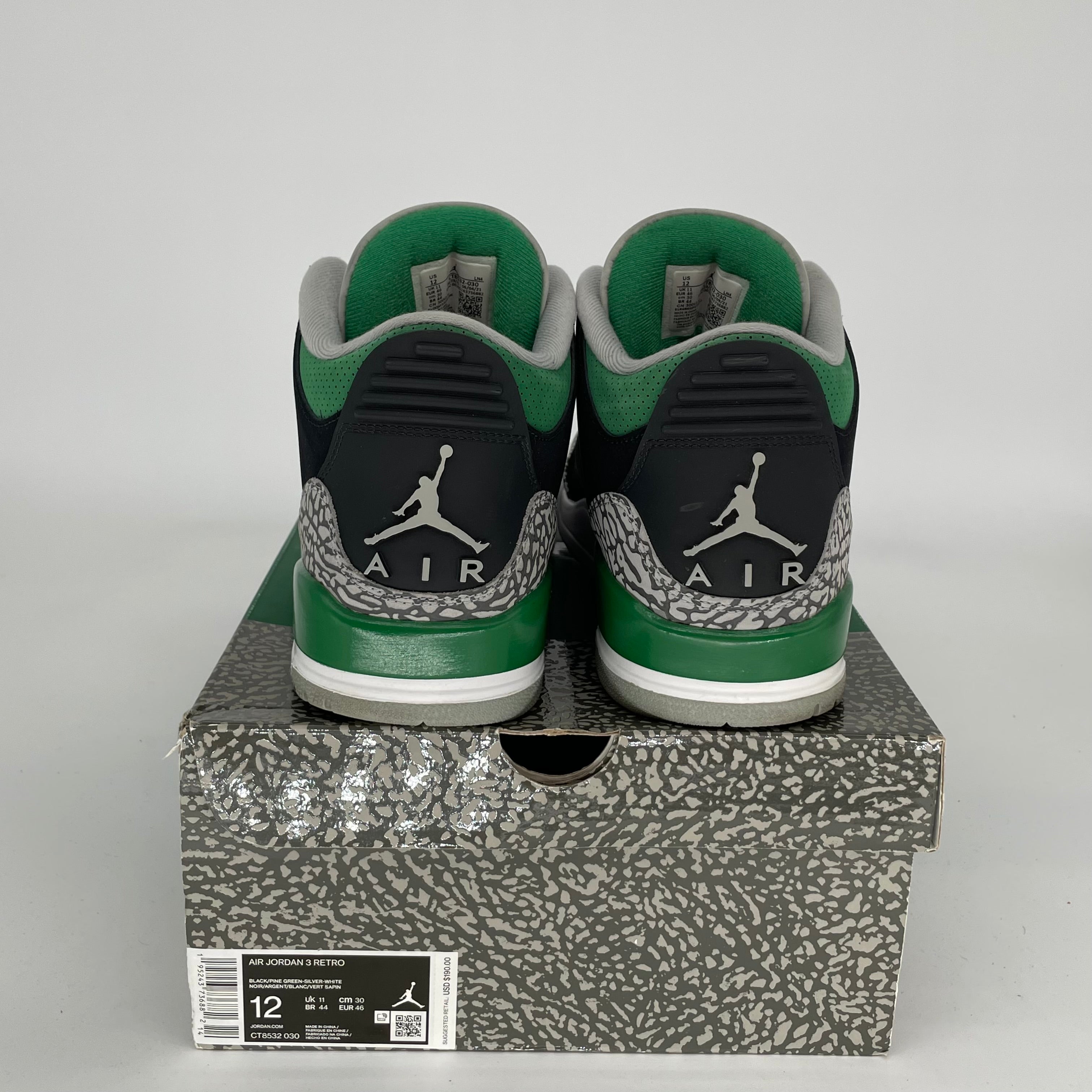 AIR JORDAN 3 Retro Pine Green Basketball Shoes Men's Size 12 (CT8532-030) - Perfect for Streetwear & Court Performance