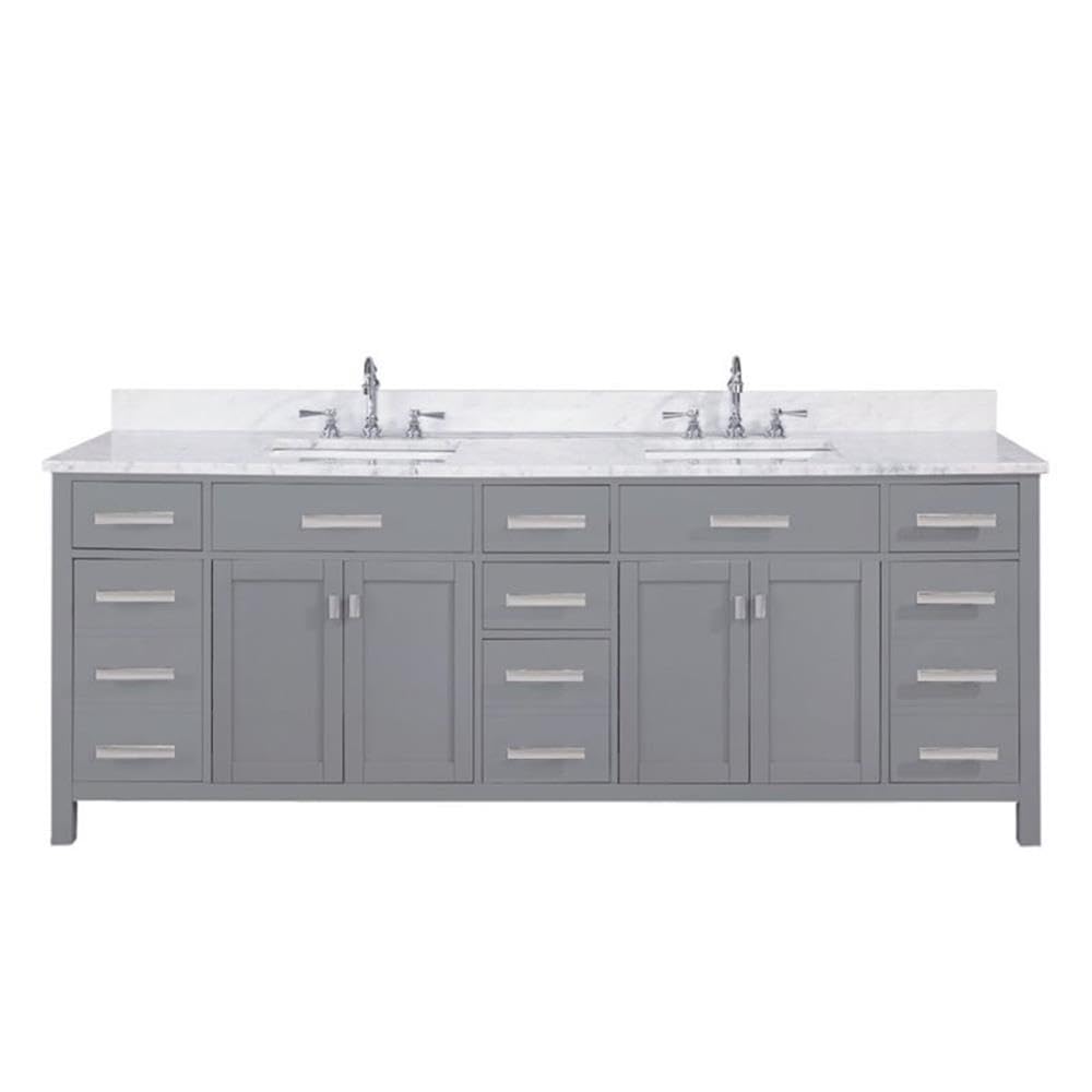 MAKLAINE 84 Inch Double Bathroom Vanity in Gray - Modern Freestanding Vanity with Sink for Master Bathroom & Guest Bath Remodel