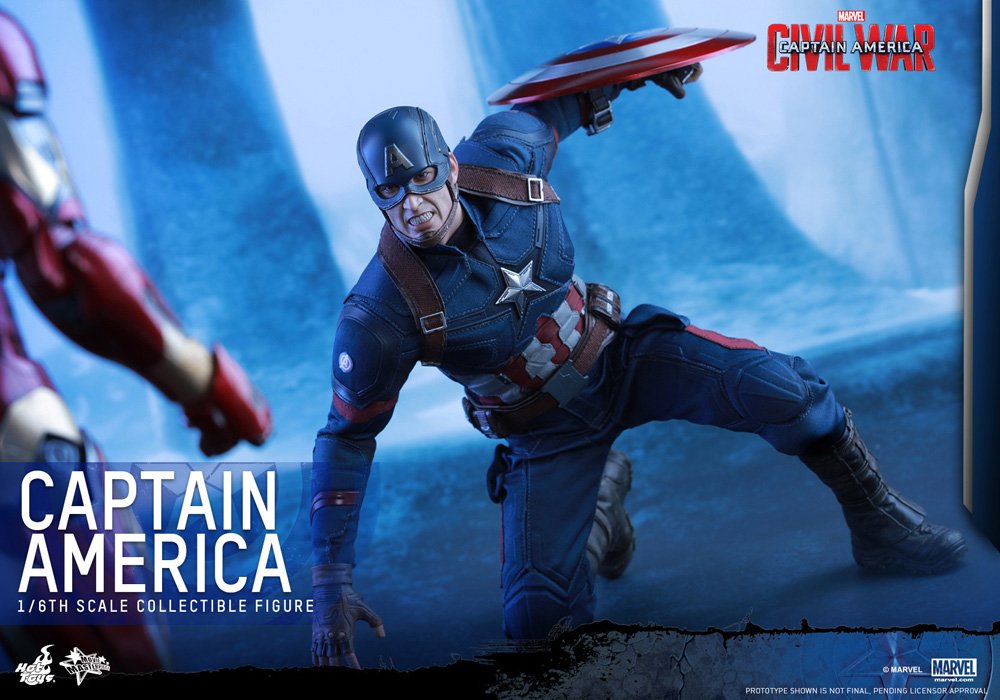 Hot Toys 1/6 Scale Captain America Civil War Fully Poseable Collectible Figure - Movie Masterpiece Action Figure for Display & Marvel Fan Collections