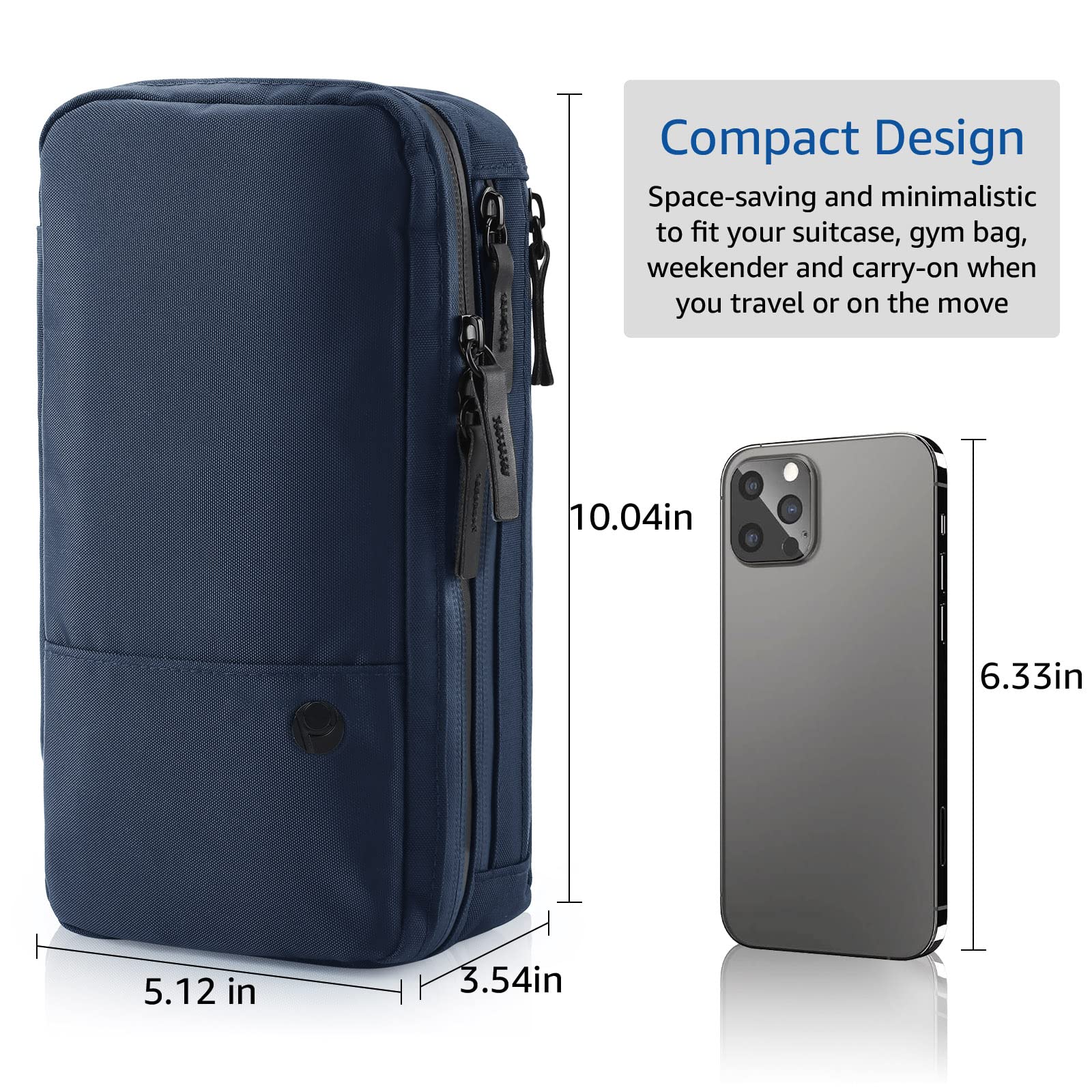 Purevave Compact Waterproof Travel Toiletry Bag for Men - Hanging Wash Pouch for Camping & Gym