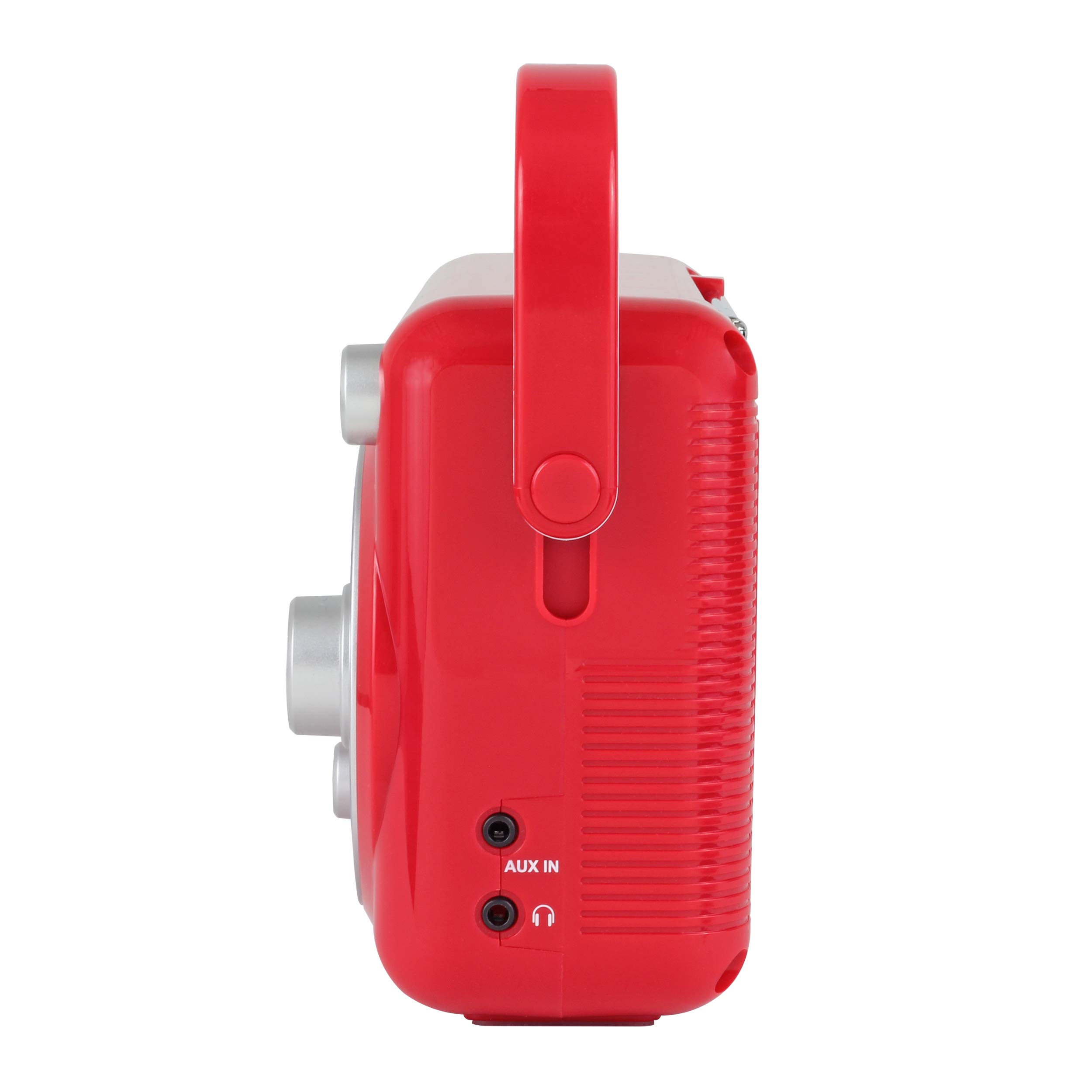 Studebaker SB2002RB Portable AM/FM Radio with Headphone Jack & Aux Input - AC/DC Power, Compact Design (Red/White) - Perfect for Camping, Emergencies & Outdoor Activities
