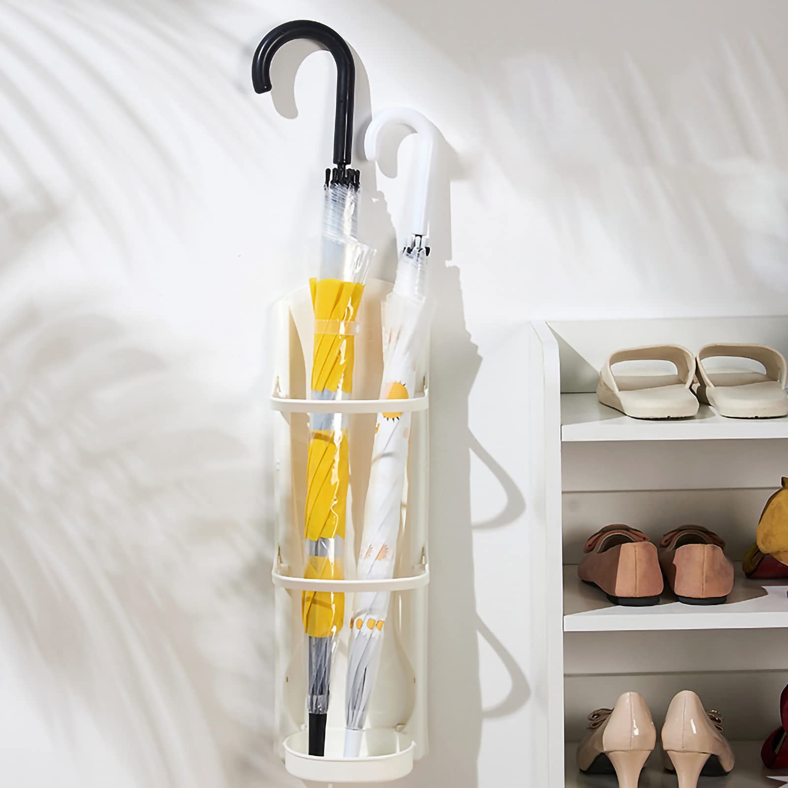 Wall Mounted Umbrella Stand with Removable Drip Tray - Waterproof Home Entryway Organizer for Wet Umbrellas & Walking Sticks | Perfect for Porch, Garage & Mudroom Storage