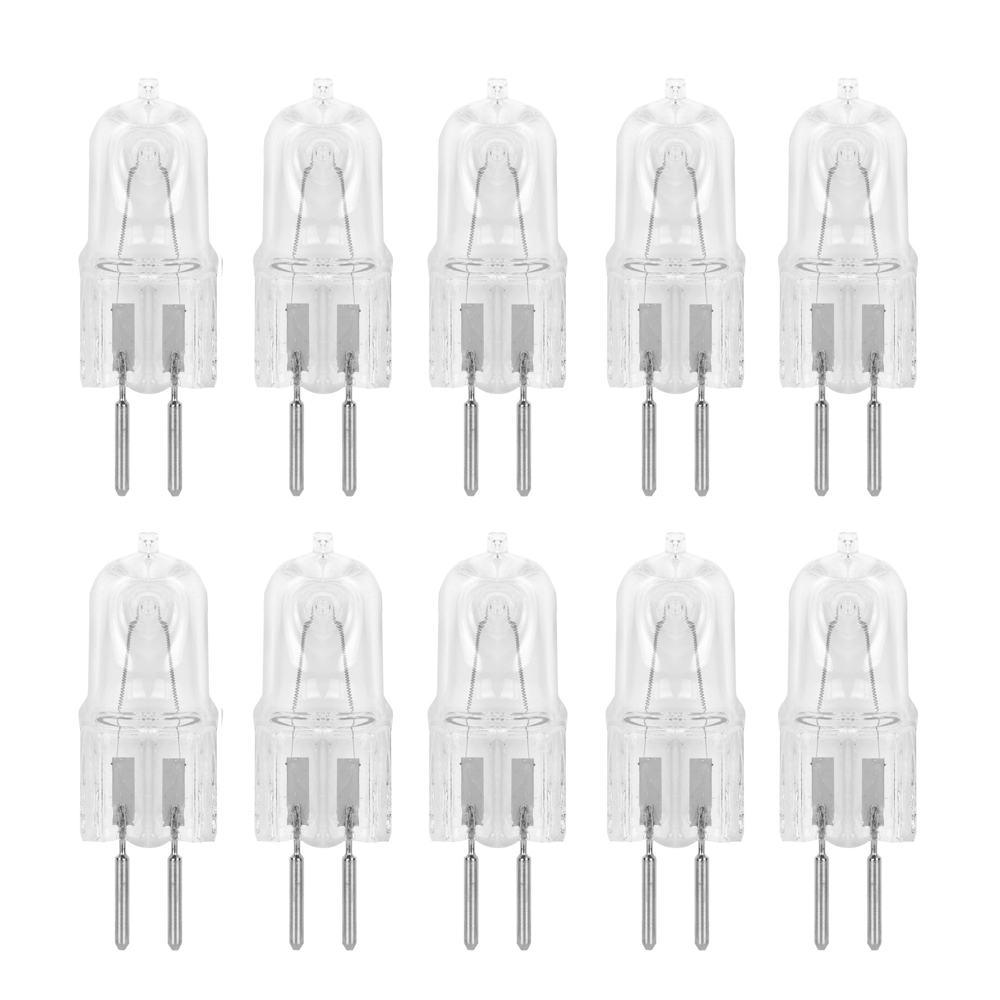 10 Pack GY6.35 Halogen Bulbs 75W T4 Q75/GY6.35/CL/120V Clear Lens - Replacement for Wax Melters, Plugin Warmers, Counter Lighting, Kitchen, Bathroom Mirrors, Ovens & Aromatherapy Lamps (75 Watt)