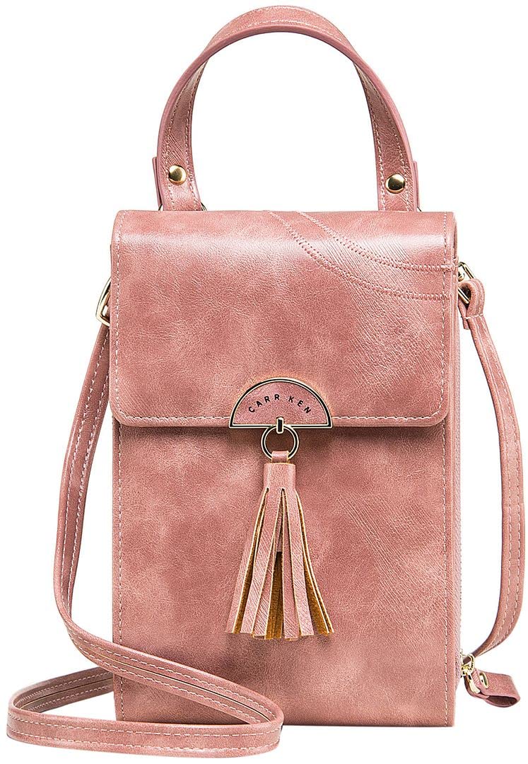 QZUnique Women's Crossbody Phone Bag with Tassel - PU Leather Cell Phone Purse Wallet, Shoulder Handbag for Everyday Use, Travel & Shopping
