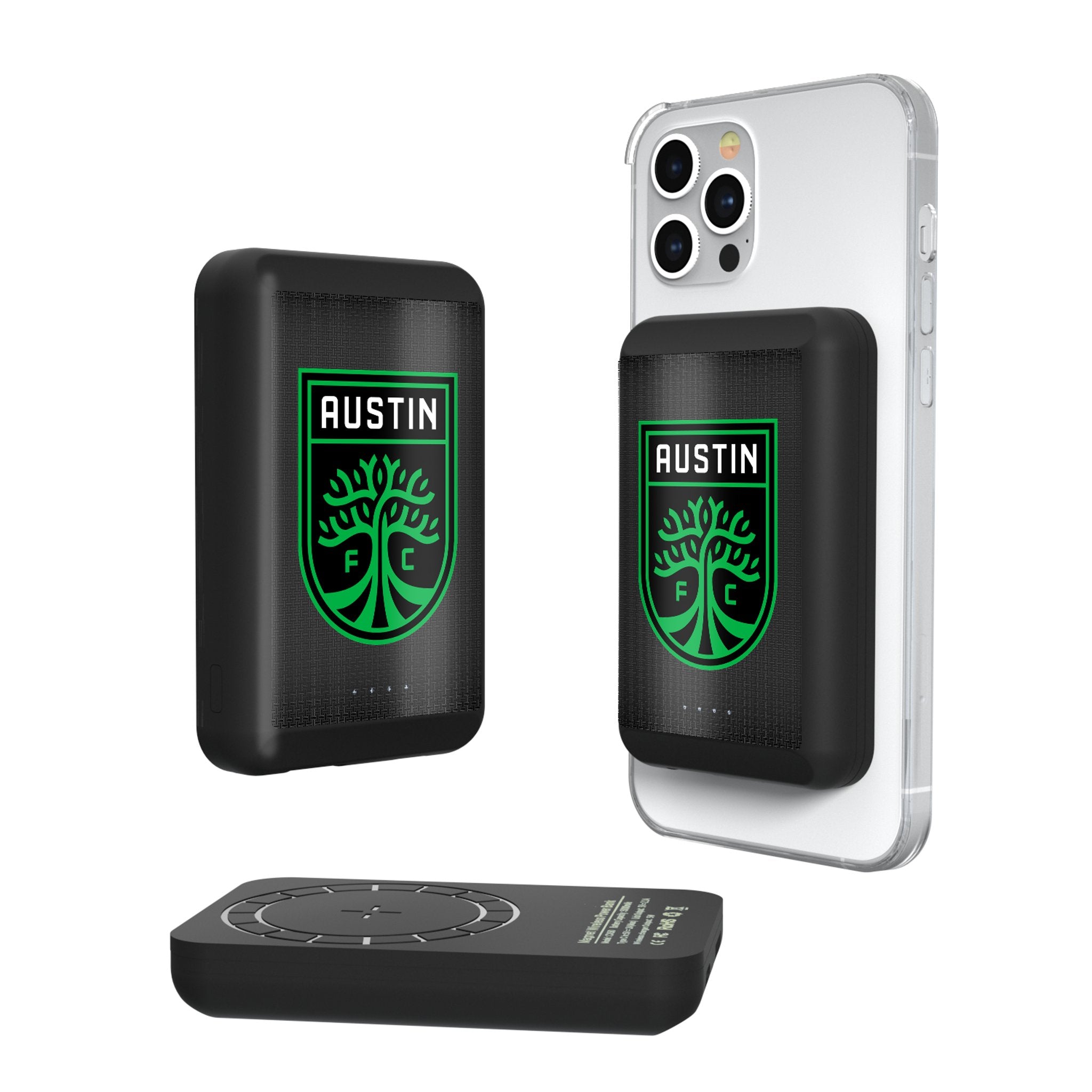 Austin FC Linen Wireless Magnetic Power Bank - Portable Charger for iPhone 12/13/14, Perfect for Travel, Work & Outdoor Adventures