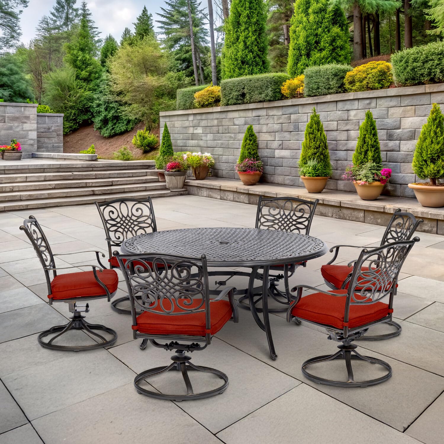 Hanover Traditions 7-Piece Patio Dining Set with 60
