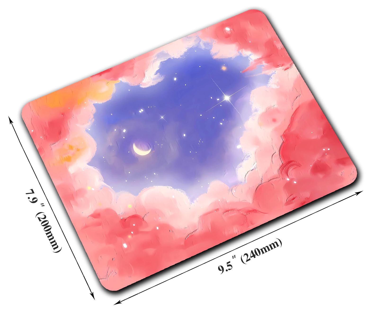 Stylish Pink Moon Cloud & Blue Galaxy Mouse Pad - Non-Slip Rubber Base for Wireless Mouse, Laptop, Office & Home Use | Perfect for Gaming, Work & Study