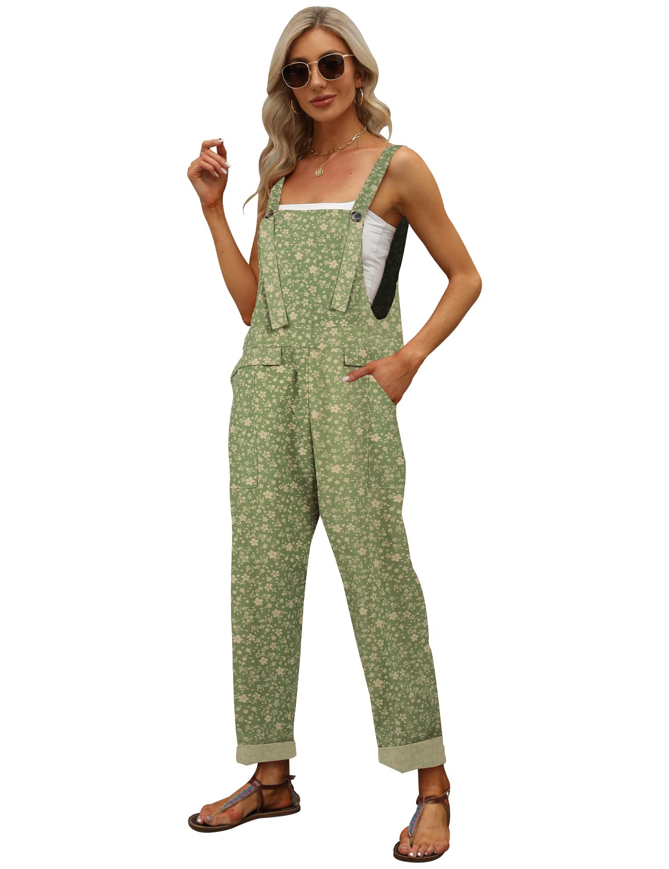 Gihuo Women's Linen Overalls - Loose Fit Baggy Bib Wide Leg Jumpsuit for Casual Summer Outfits | Trendy 2025 Fashion | Perfect for Beach, Picnic & Boho Style