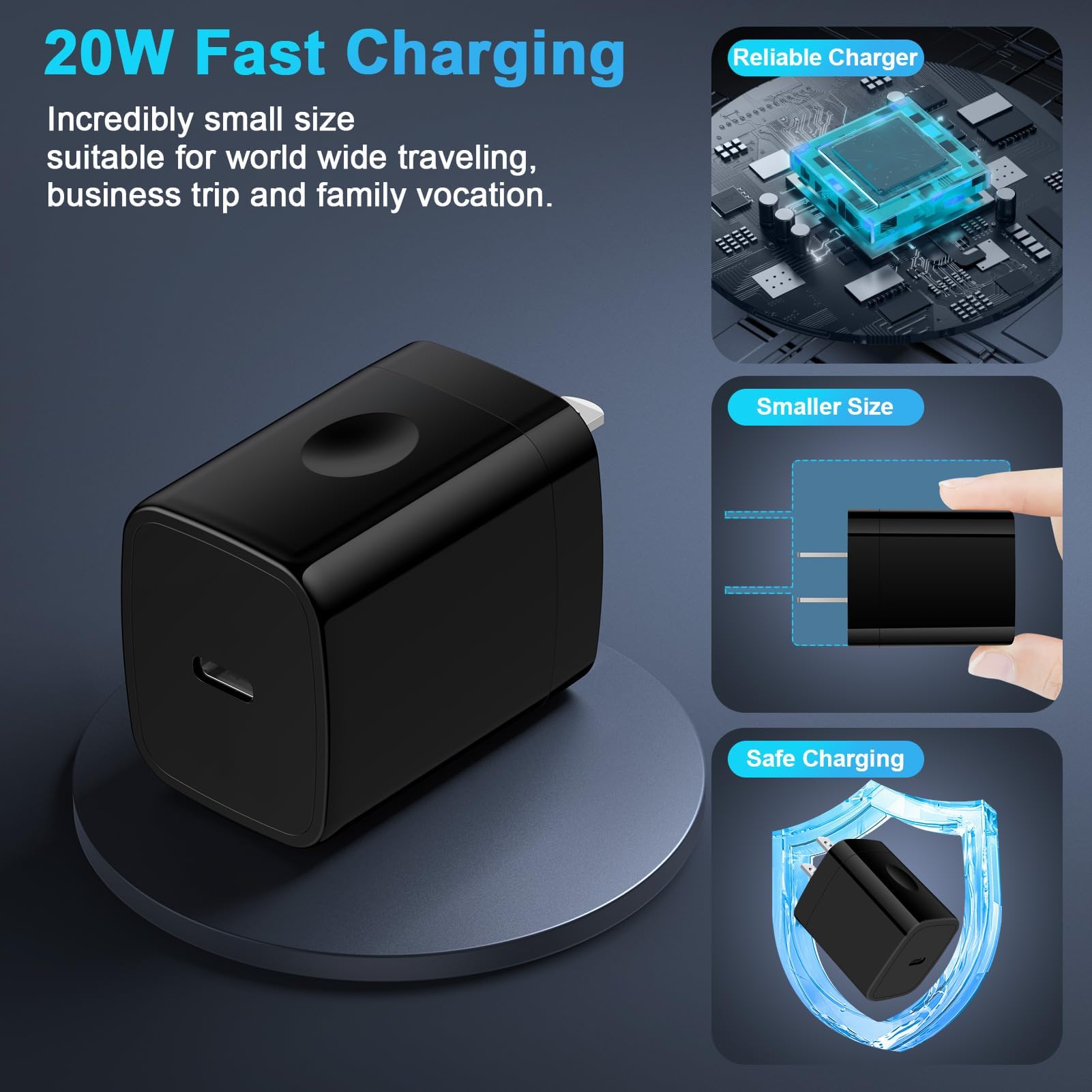15W Magnetic Fast Charging Pad for Samsung Galaxy S24 Ultra/S25 Plus/S23/S22 & iPhone 16/15/14 - Wireless Charger Stand with 20W Power Adapter - Perfect for Home, Office, and Travel Use