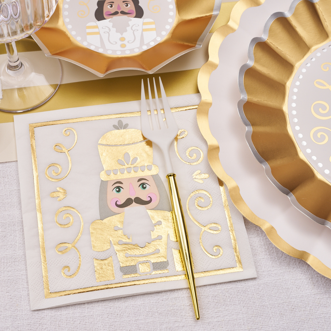 Elegant Gilded Nutcracker Table Setting for Christmas Dinner & Holiday Decor - Perfect for Festive Centerpieces and Seasonal Home Decor