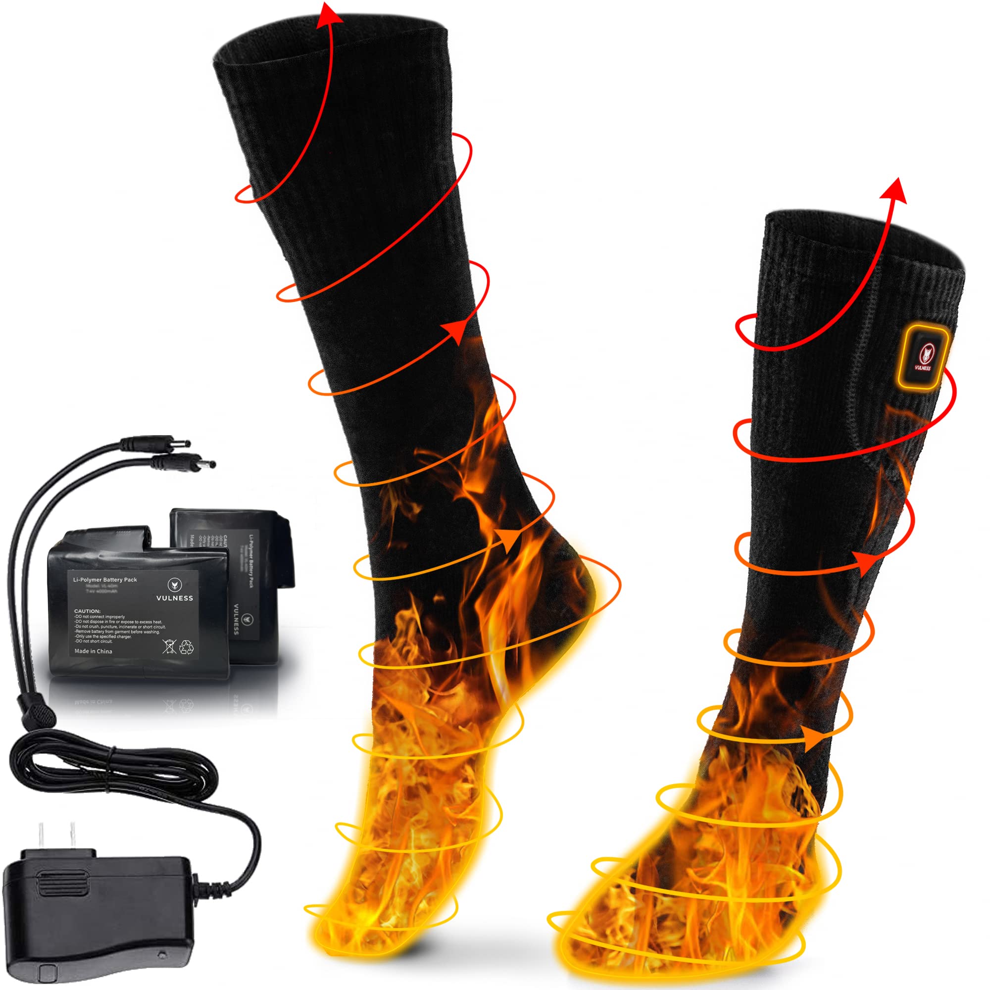 Rechargeable Heated Socks for Men & Women - 7.4V Battery Powered Electric Foot Warmers for Extreme Cold Weather | Washable Thermal Socks for Winter, Hunting, Skiing, Working & Hiking | Keep Feet Warm Outdoors & Indoors