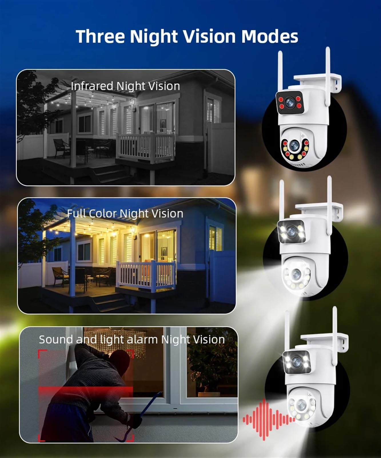 JOLIANE 4K 8MP Dual Screen PTZ Security Camera with Auto Tracking, IP66 Waterproof Outdoor Surveillance System for Home Protection (No SD Card Included) - Ideal for Monitoring Front Yards, Backyards & Business Premises