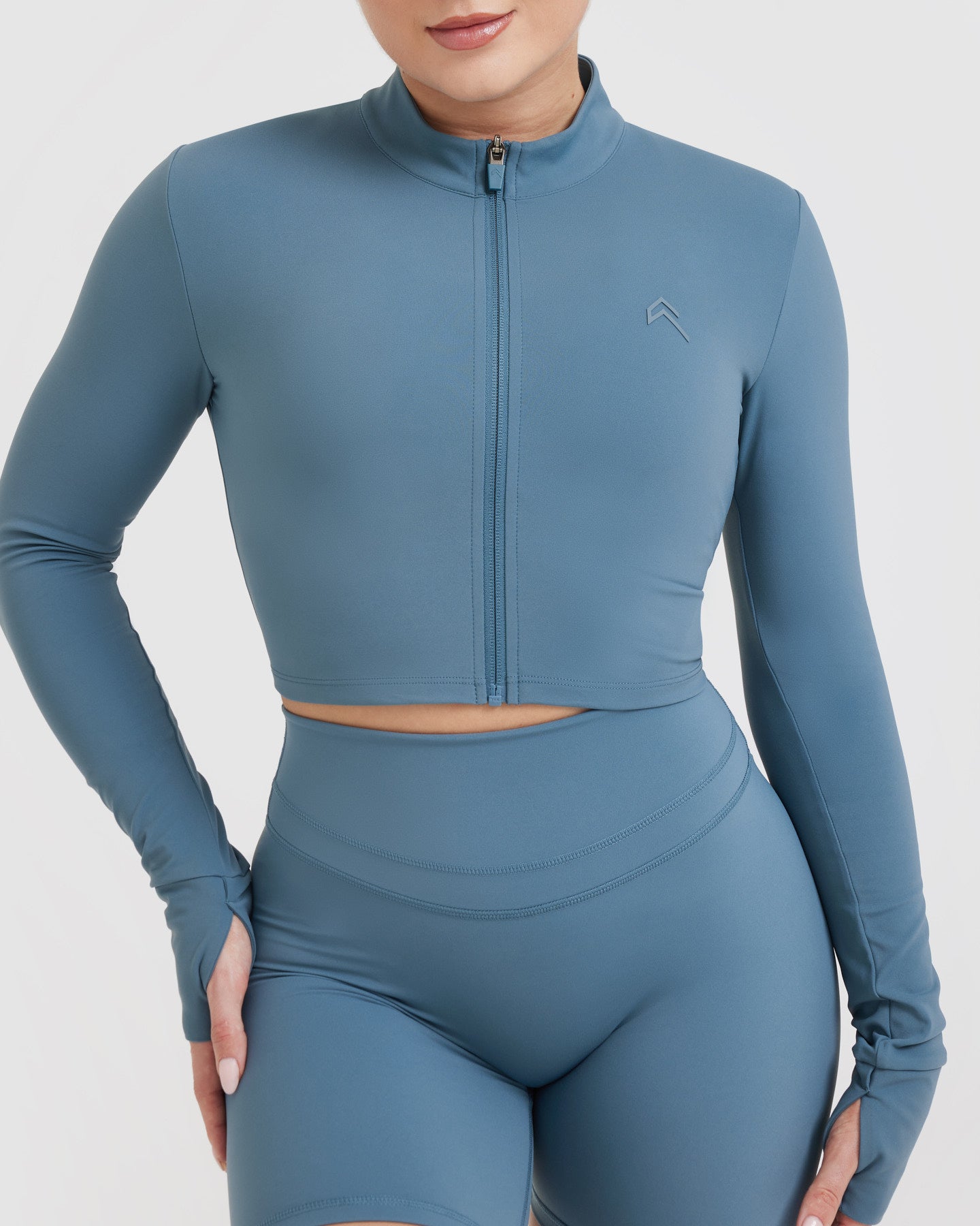 Moonstone Blue Lightweight Crop Jacket for Women - Stylish & Comfortable Outerwear for Spring & Fall Fashion