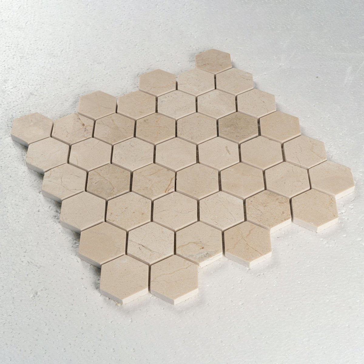 2 Inch Hexagon Crema Marfil Polished Mosaic Tile - Premium Marble Bathroom & Kitchen Backsplash for Modern Home Decor