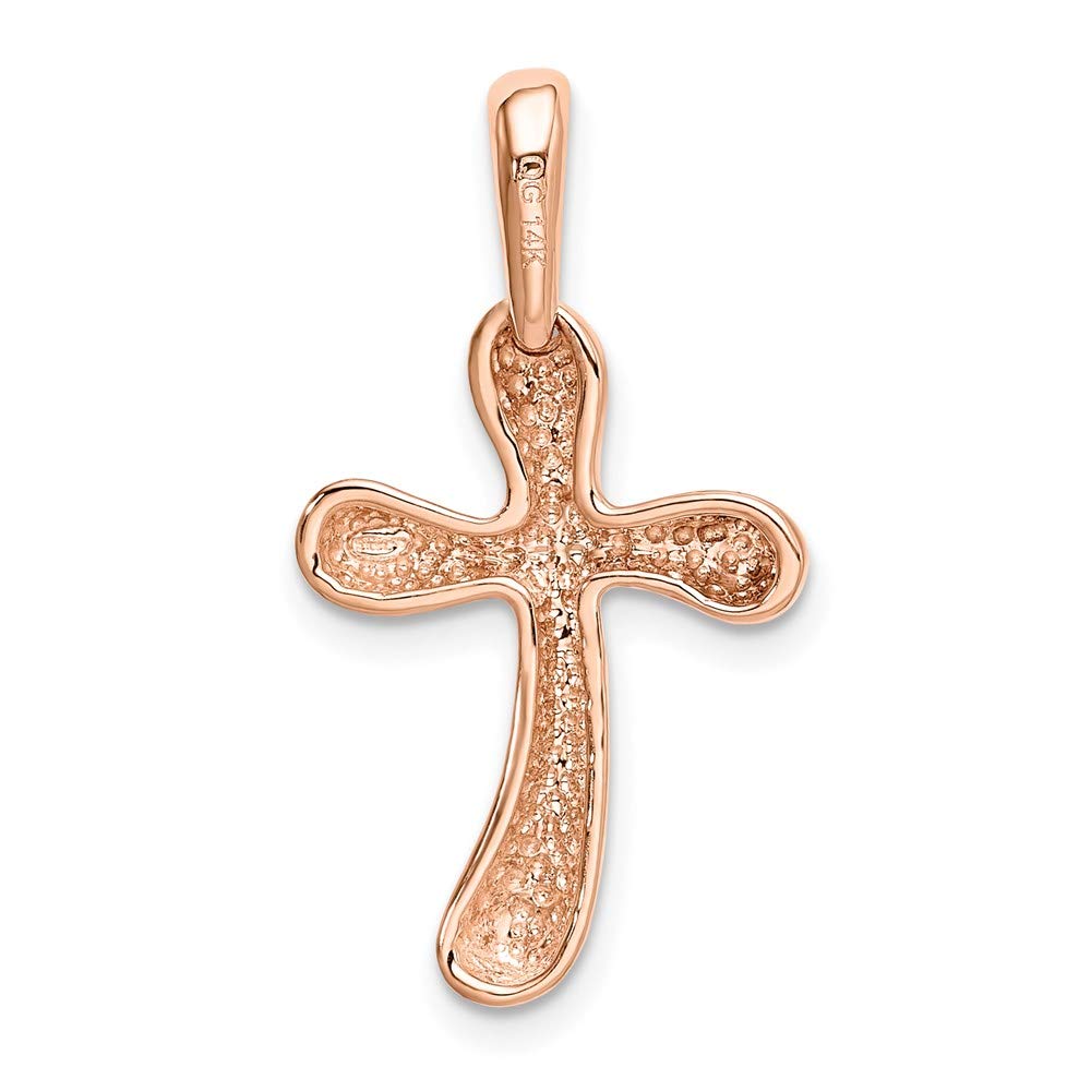 14k Rose Gold Black Bow Cross Pendant for Women - Elegant Jewelry Gift