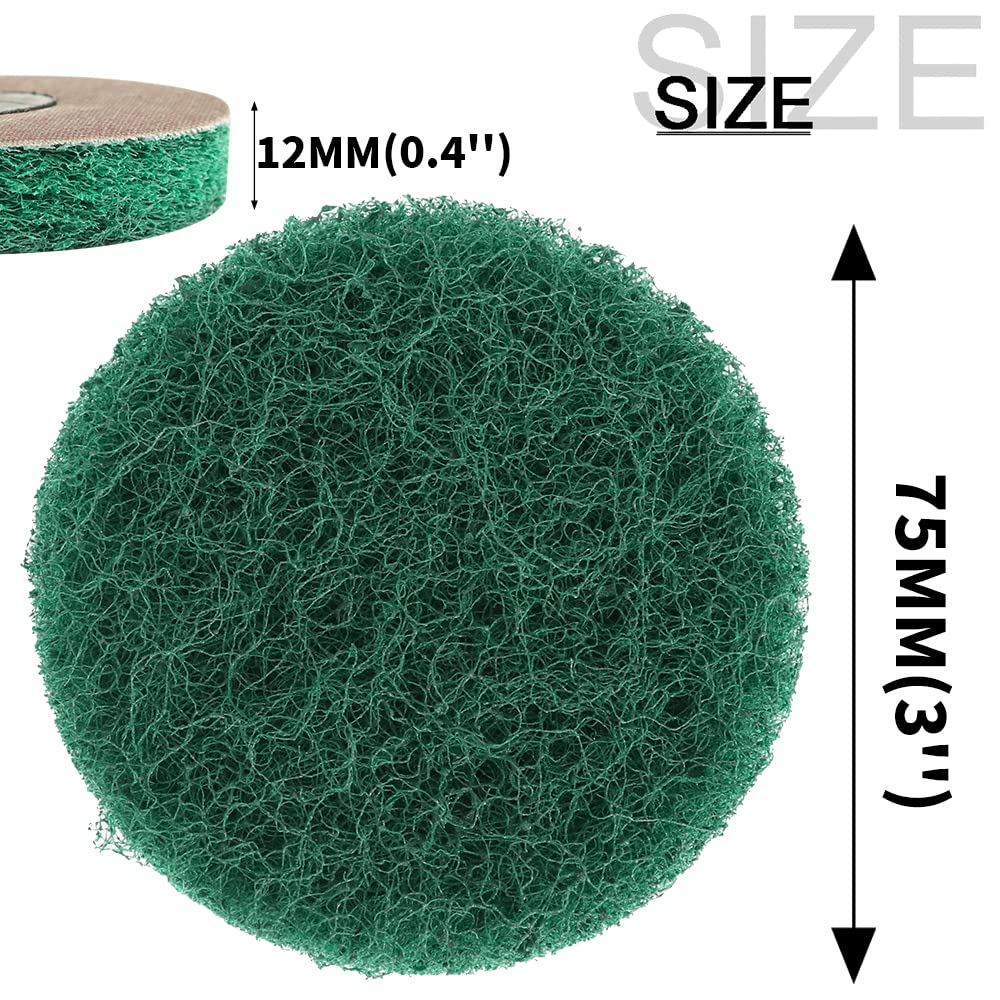 3 Inch Scrubber Scouring Pads Cleaning Kit - 10Pcs 180Grit Nylon Roll Lock Disc for Die Grinder Drill - Quick Change Surface Conditioning Sanding Discs for Tub, Tile, Metal & Wood Cleaning - Rust Removal & Surface Restoration - Perfect for Home Improvement, Auto Repair & DIY Projects
