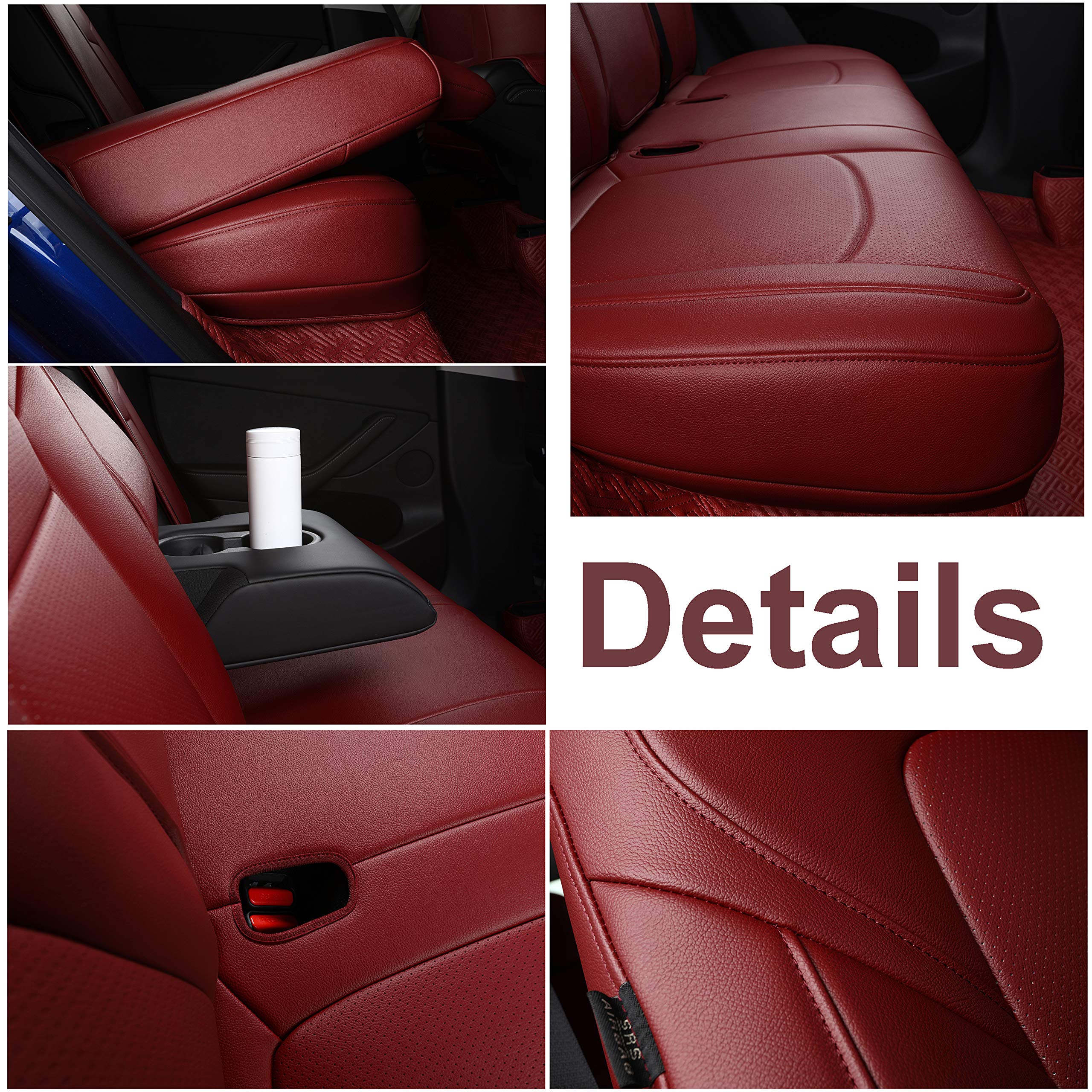 Premium Tesla Model Y Seat Covers (2020-2024) - Custom Fit 5-Seater Synthetic Leather Car Seat Protectors - Lichi Grey - Waterproof & Anti-Slip Design for Enhanced Comfort & Durability | Perfect for Daily Commute, Road Trips & Family Protection