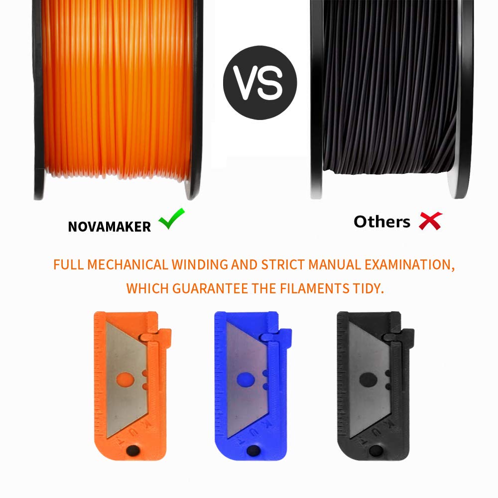 NovaMaker Orange ABS 3D Printer Filament 1.75mm, Low Odor & High Precision (+/-0.03mm), 1kg Spool (2.2lbs) - Perfect for DIY Projects, Prototyping & Home 3D Printing