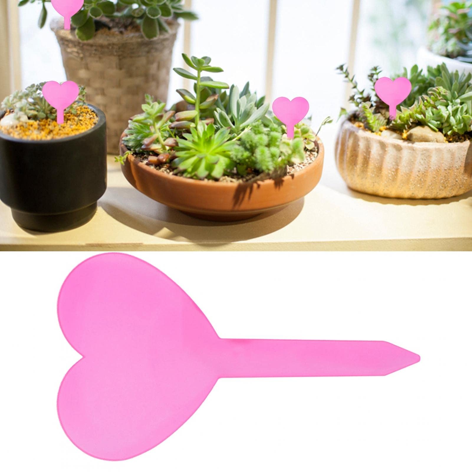Heart-Shaped Plant Tags 3.4x1.9 Inch - Waterproof Garden Markers for Outdoor Plants, Flowers, Herbs & Bonsai - Durable Gardening Supplies for Yard, Patio & Indoor Pots (Pink) - Perfect for Organizing Seedlings, Tracking Growth & Decorating Planters