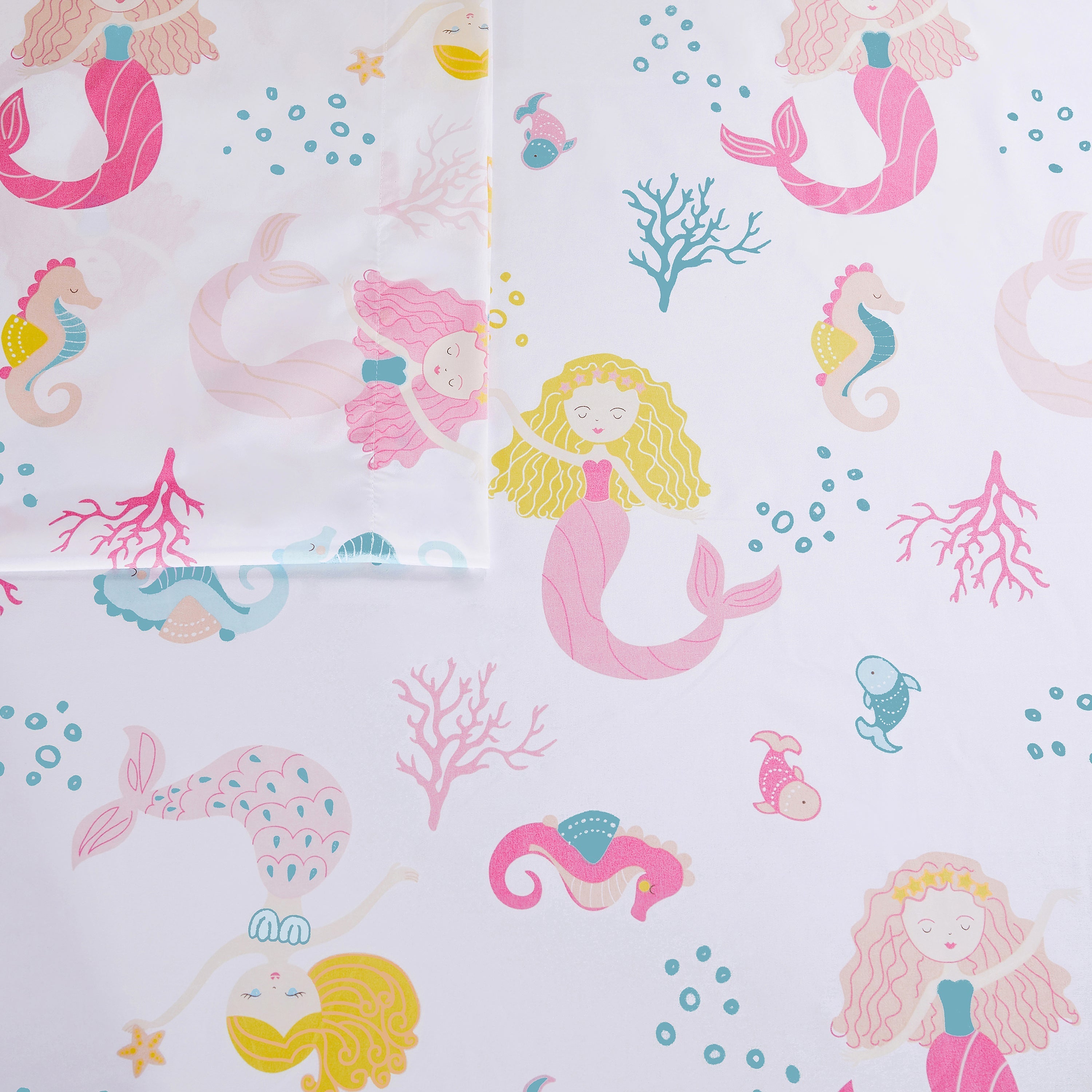 Luxury Mermaid Print Bed Sheet Set - Soft & Breathable Queen Size 4-Piece Bedding for Girls & Teens - Perfect for Kids' Rooms, Dorm Decor & Themed Bedrooms