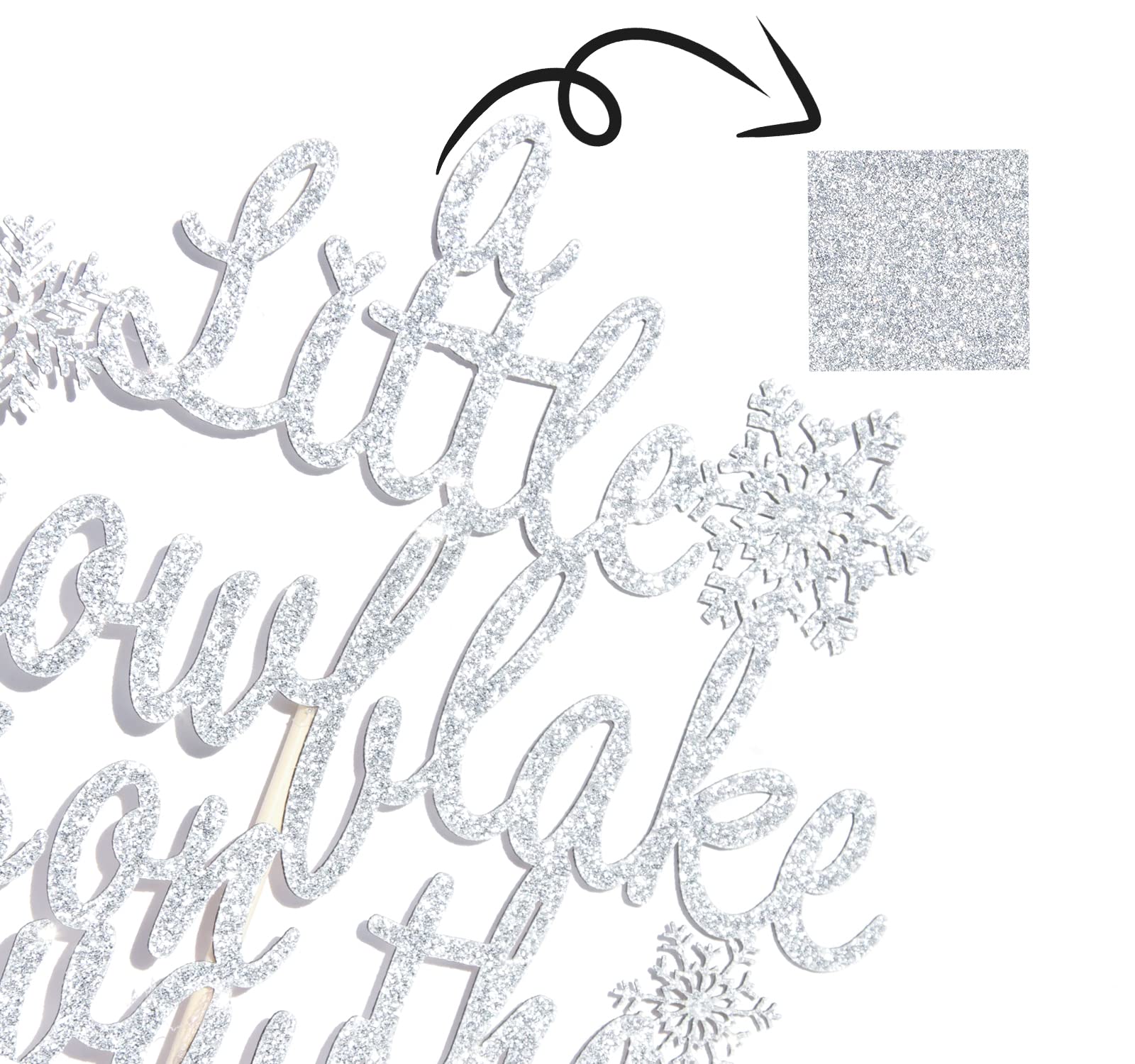 Little Snowflake Baby Shower Cake Topper - Frozen Themed Birthday Party Decorations, Silver Glitter Winter Wonderland Cake Decor for Baby Shower & 1st Birthday Parties - Perfect for Frozen Inspired Celebrations and Winter Baby Showers