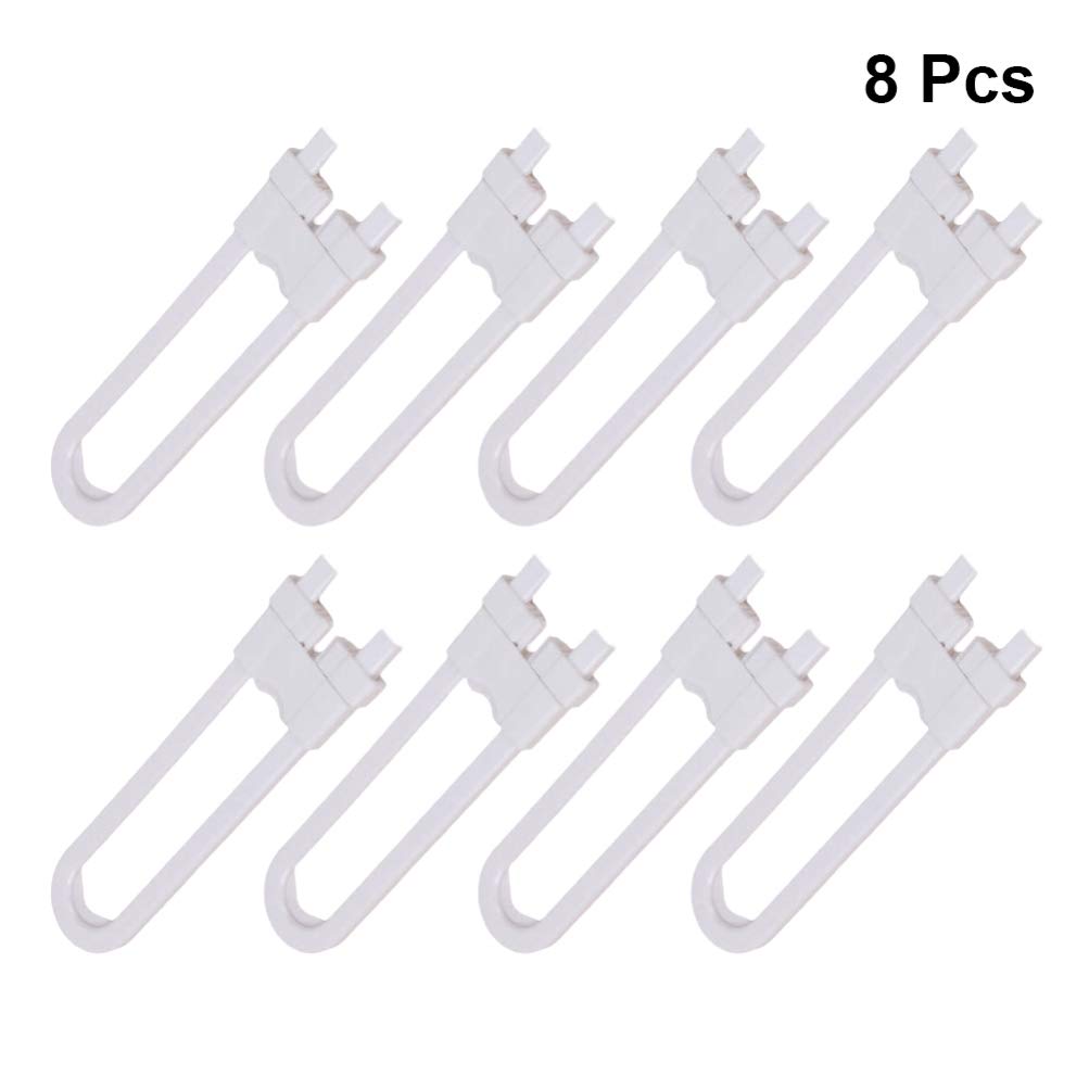 NUOBESTY 8-Pack U-Shaped Sliding Safety Locks for Cabinets & Doors - Childproof Bathroom & Kitchen Storage Locks, Baby Proofing Cabinet Latches (White) - Perfect for Child Safety in Homes, Daycares & Nurseries