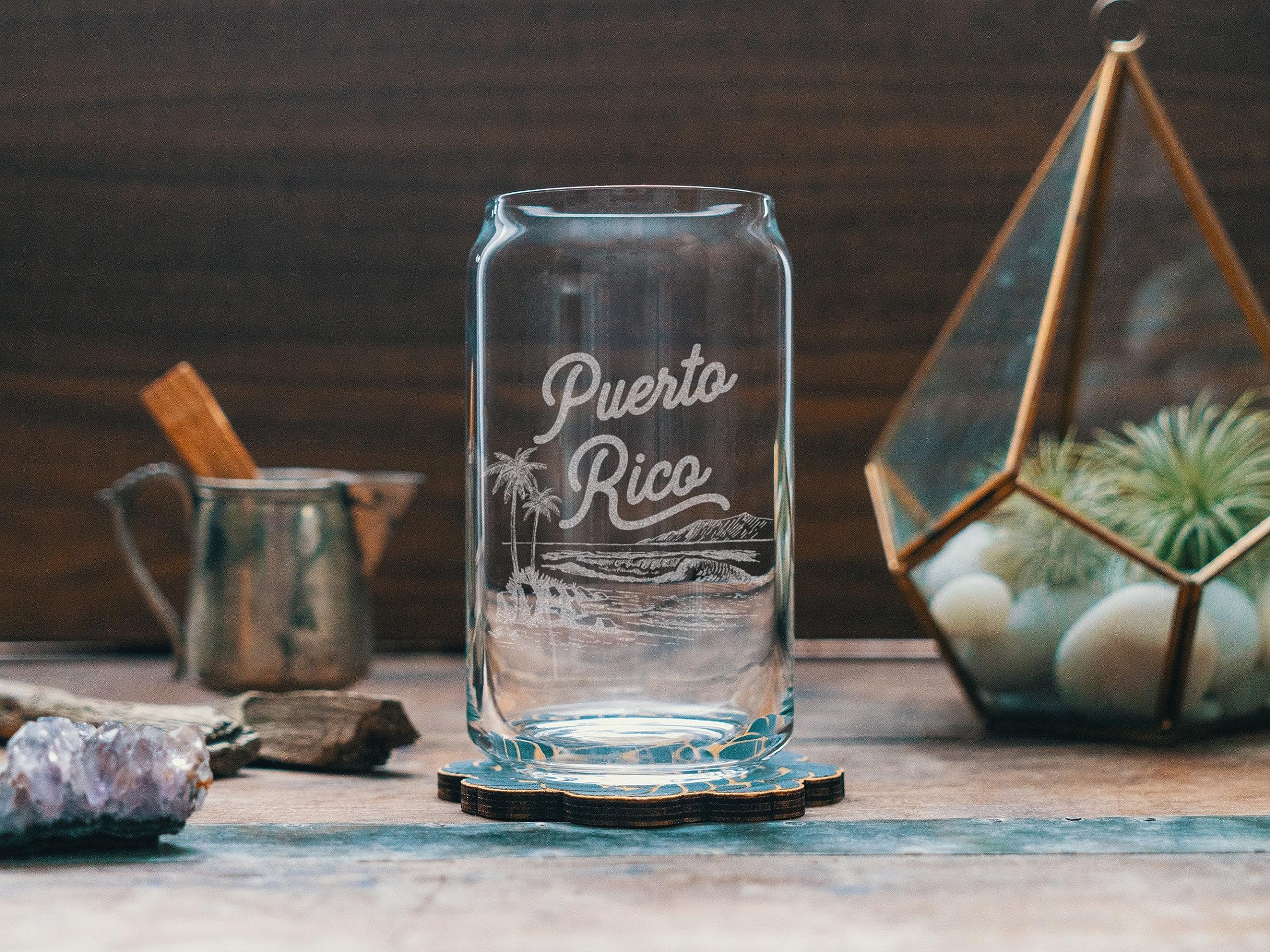 Personalized Puerto Rico USA Engraved Beer Glasses - Custom 16oz Pint Glass Set for Home Bar, Parties & Gifts - Durable Barware for Beer, Cocktails & Beverages
