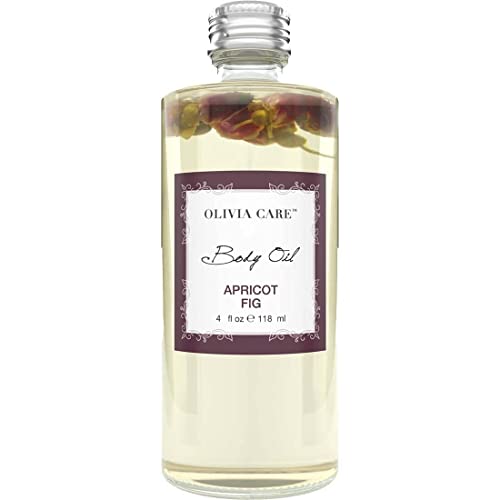 Olivia Care Vegan & Natural Body Oil with Apricot Fig - Hydrating Moisturizer Enriched with Vitamin E, K & Omega Fatty Acids - Reduces Dry Skin & Anti-Aging - Refreshing Fragrance for Daily Skincare Routine & Spa Relaxation