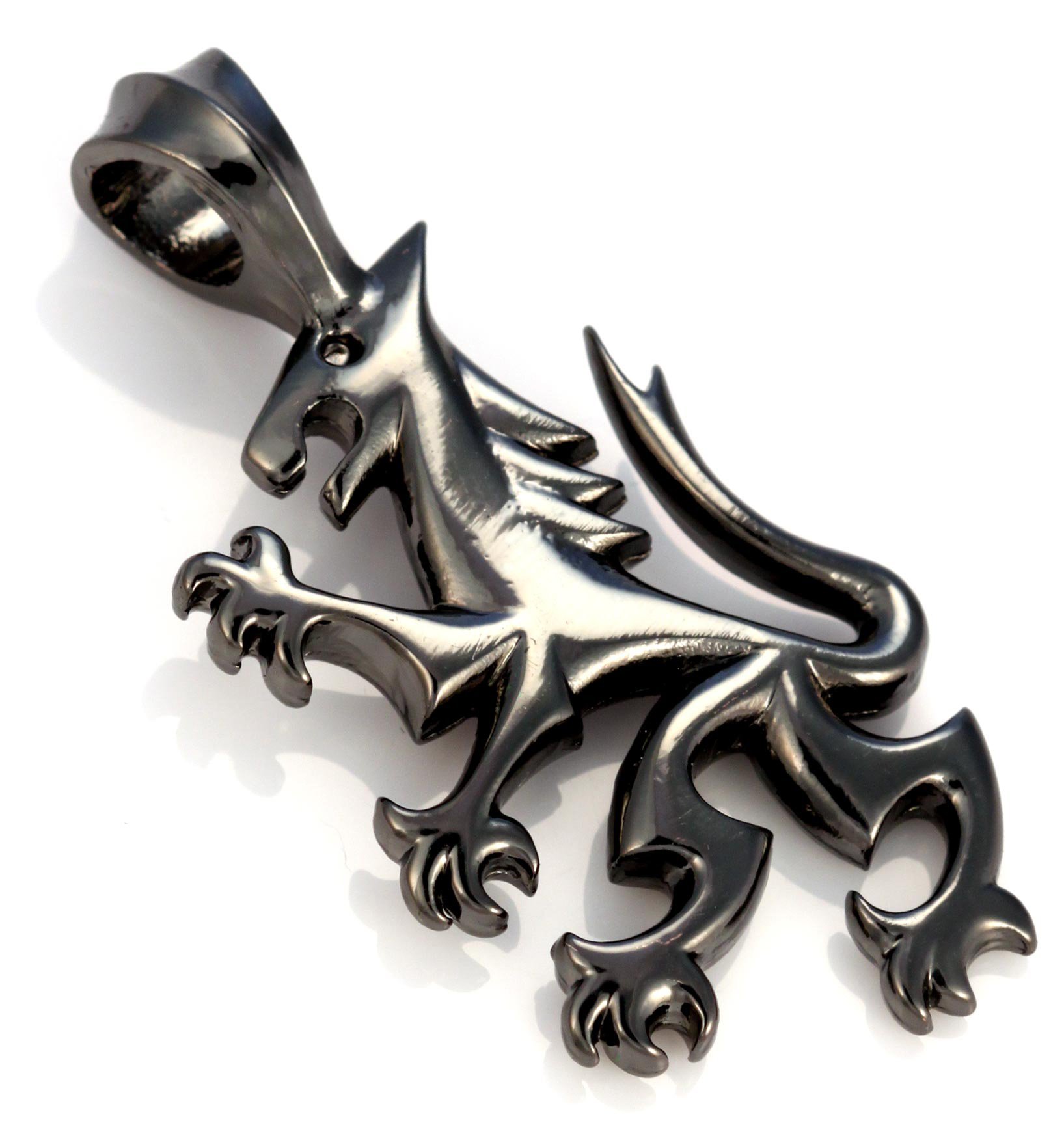 Manjusri's Lion Pendant - Black Finish Buddhist Jewelry for Meditation & Spiritual Protection (E256 Black) | Perfect for Yoga, Prayer & Mindfulness Practices