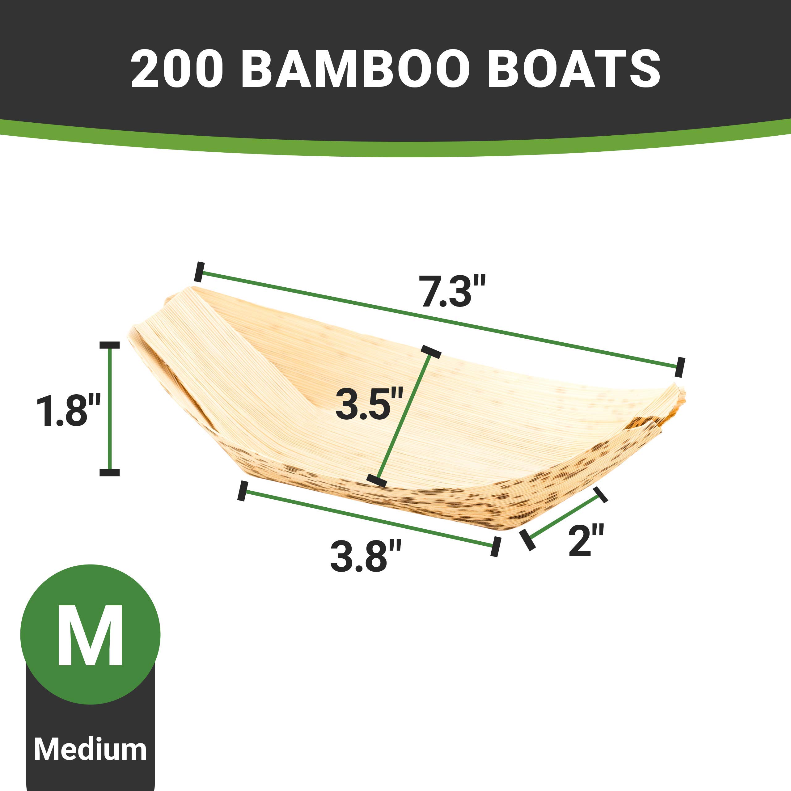 Premium 7.25 Inch Disposable Bamboo Plates - 100 Natural Round Bamboo Boats for Parties, Catering & Events | Eco-Friendly Tableware for Restaurants, Weddings & Outdoor Dining