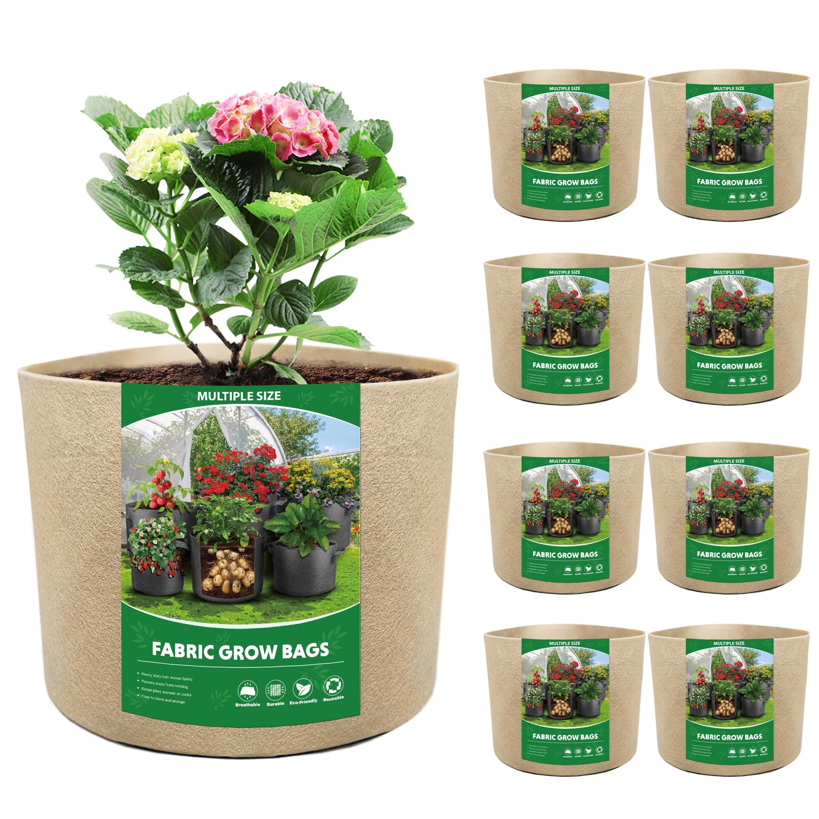 Bestio 1 Gallon Plant Grow Bags - 8 Pack Heavy Duty 300G Non-Woven Fabric Pots for Vegetables, Fruits, Flowers - Perfect for Backyard Gardening, Outdoor Planting & Indoor Hydroponics