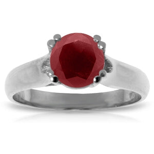 1.35 Carat 14K Solid White Gold Ruby Engagement Ring for Women - Perfect for Proposals, Anniversaries & Romantic Occasions