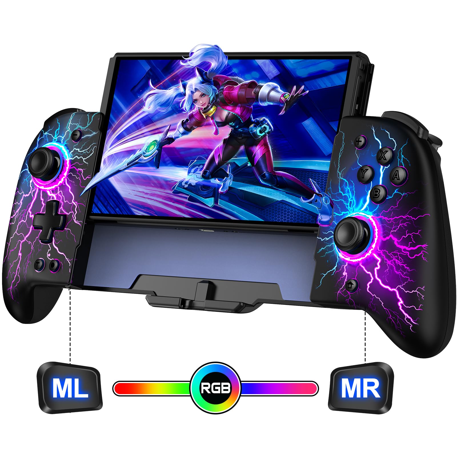 Wireless Pro Controller for Nintendo Switch & Switch OLED - Ergonomic Full-Size Gamepad with One-Piece Joypad Design | Perfect for Handheld Mode Gaming, Multiplayer Sessions & Long Play Comfort