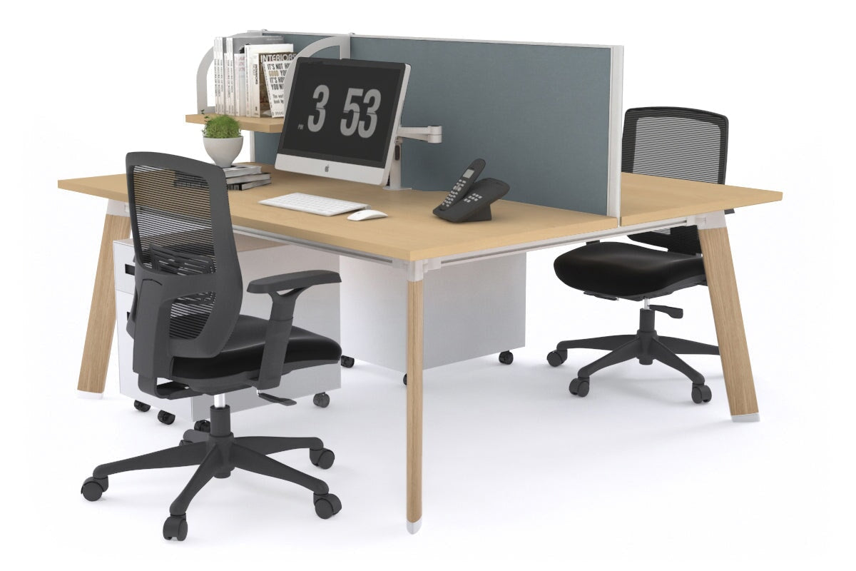 2-Person Workstation with Wood Imprint Frame - 1200L x 800W Office Desk with Cable Management Scallop - Perfect for Home Office & Shared Workspaces