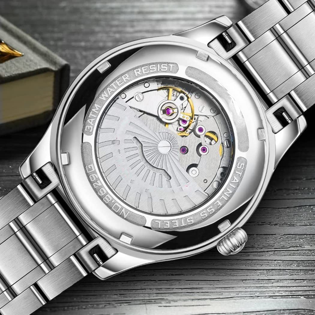 Luxury Automatic Self-Wind Couples Watches with Calendar Date - Stainless Steel His & Hers Matching Watch Set for Men & Women | Perfect Anniversary, Wedding, and Valentine's Day Gifts for Couples