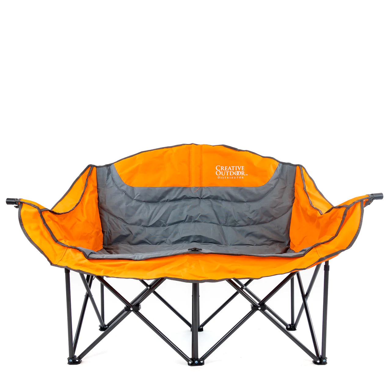 Luxury Loveseat Folding Wine Chair - Portable Outdoor Camping Chair with Cup Holder, Comfortable Patio Furniture for Beach, Picnic, and Backyard Relaxation (Orange)