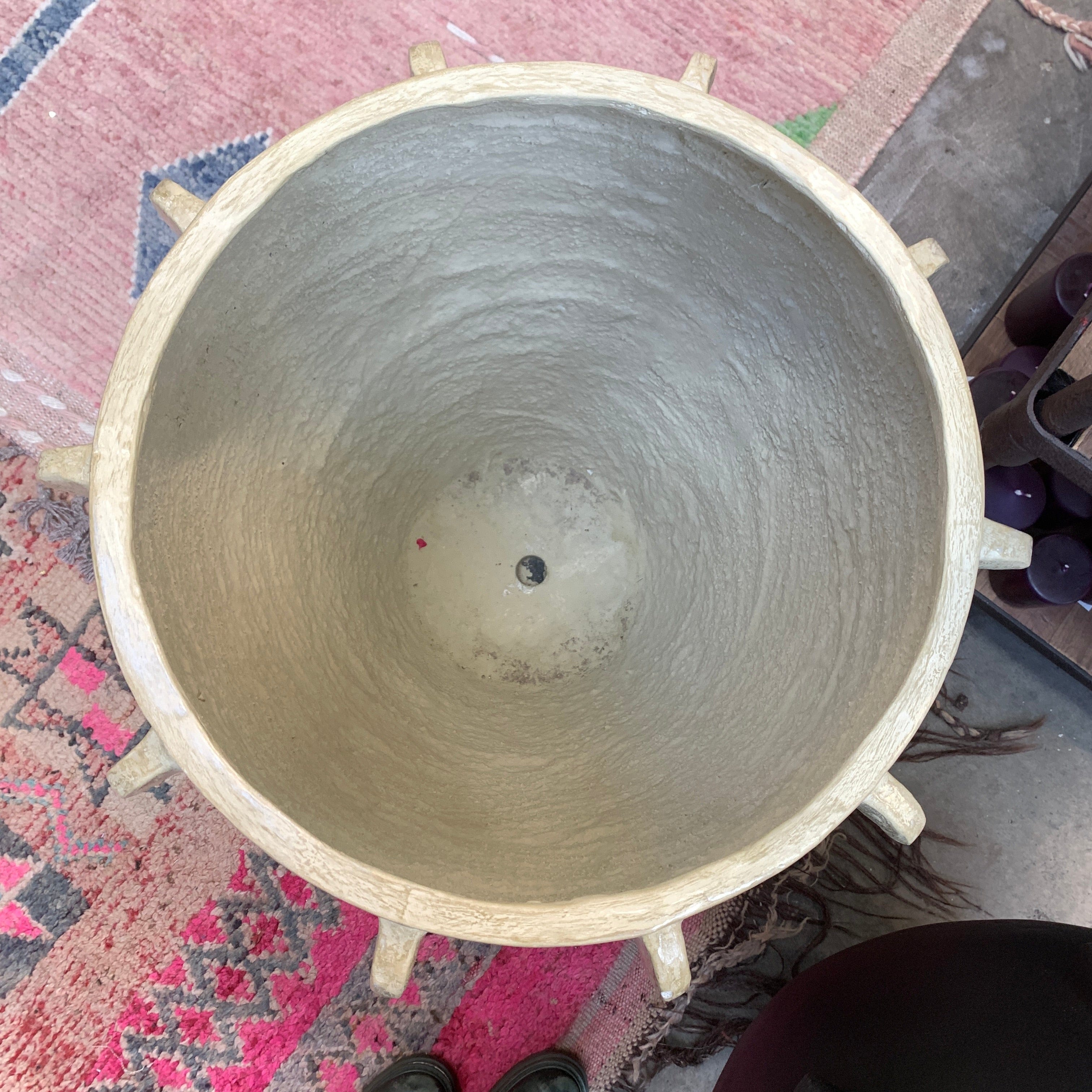 Natural Winged Pot with Drainage Holes - Handmade Ceramic Planter for Indoor Plants, Succulents & Herbs - Perfect for Home Decor, Office Desk & Garden Use