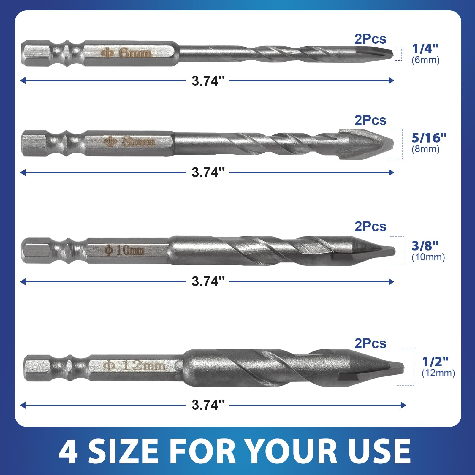 6-Piece Masonry Drill Bit Set - 3/8