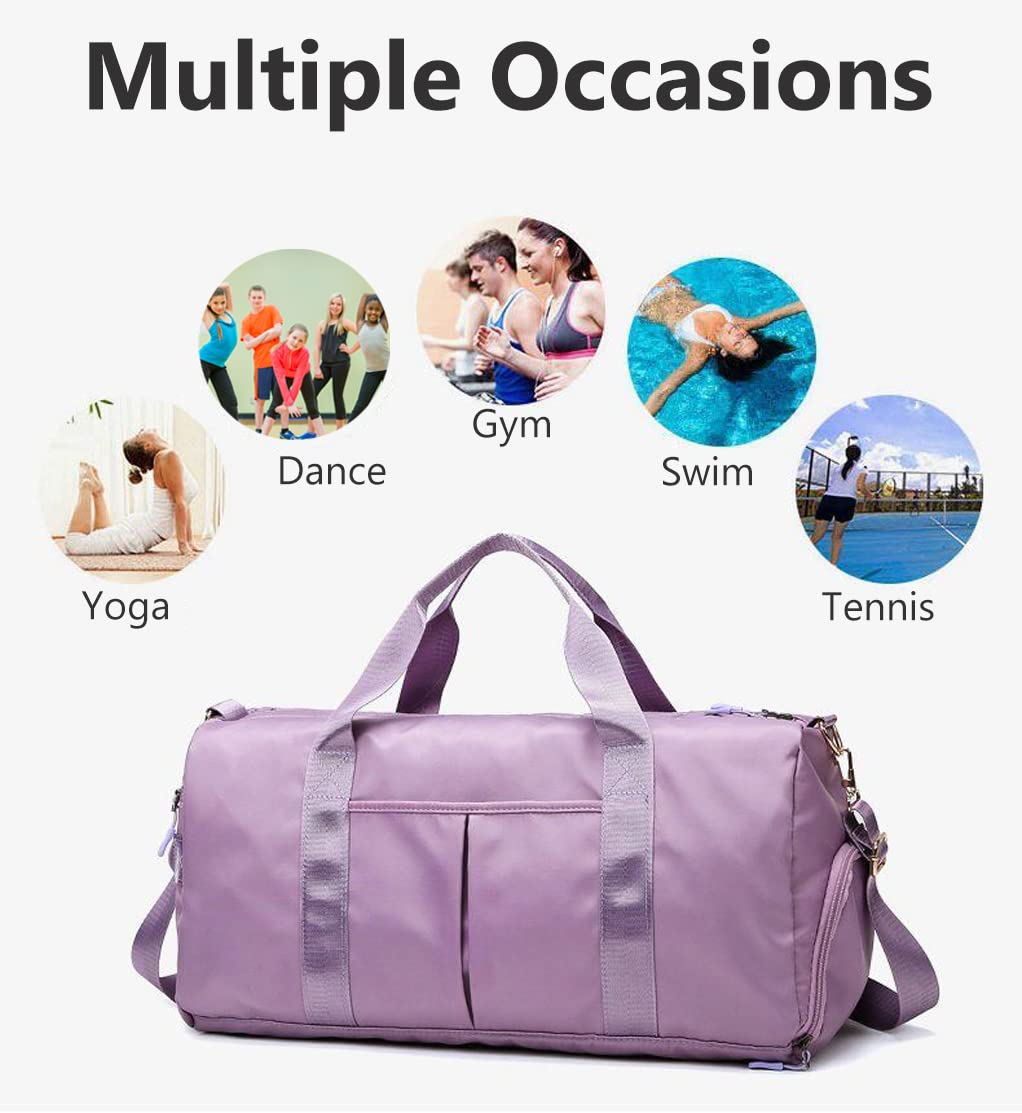Waterproof Gym Bag for Women & Girls - Sports Dance Duffle Bag with Wet Pocket & Shoe Compartment | Travel Carry On Weekender Bag + Free Garment Rack (Pink) - Perfect for Gym, Dance Class, Yoga, Travel & Weekend Getaways