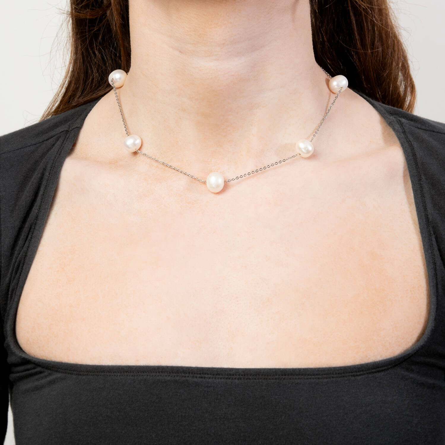 14K Gold Pearl Chain Necklace for Women - Elegant Dainty Layering Jewelry Gift for Her - Perfect for Weddings, Anniversaries and Special Occasions