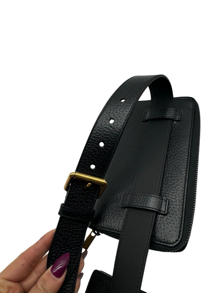 Gucci Double Marmont Leather Belt Bag for Women - Fashionable Waist Pack with Adjustable Strap, Perfect for Travel, Concerts & Everyday Use