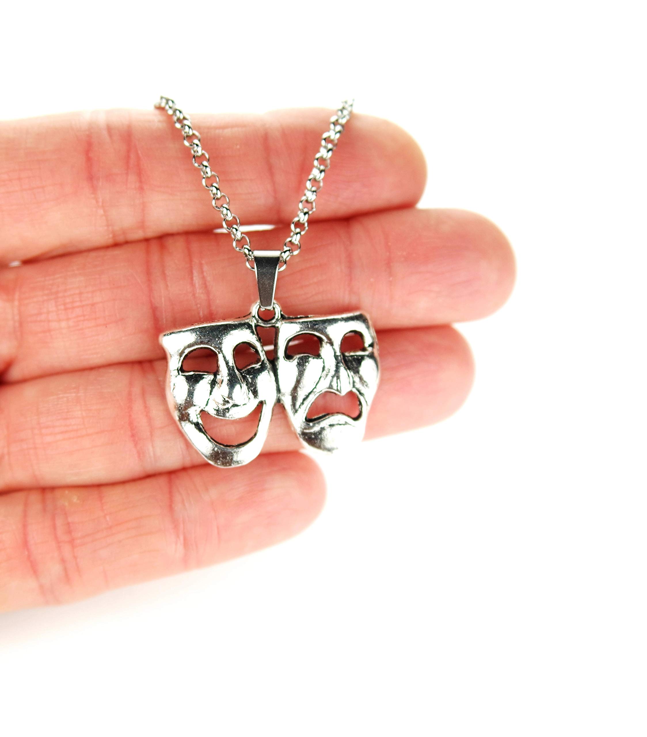 Comedy Tragedy Masks Necklace - 20