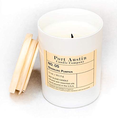 Port Austin Candle Company Sparkling Pumpkin Spice Scented Soy Wax Jar Candle - 11oz | Fall Home Decor, Thanksgiving Centerpiece, Cozy Autumn Ambiance