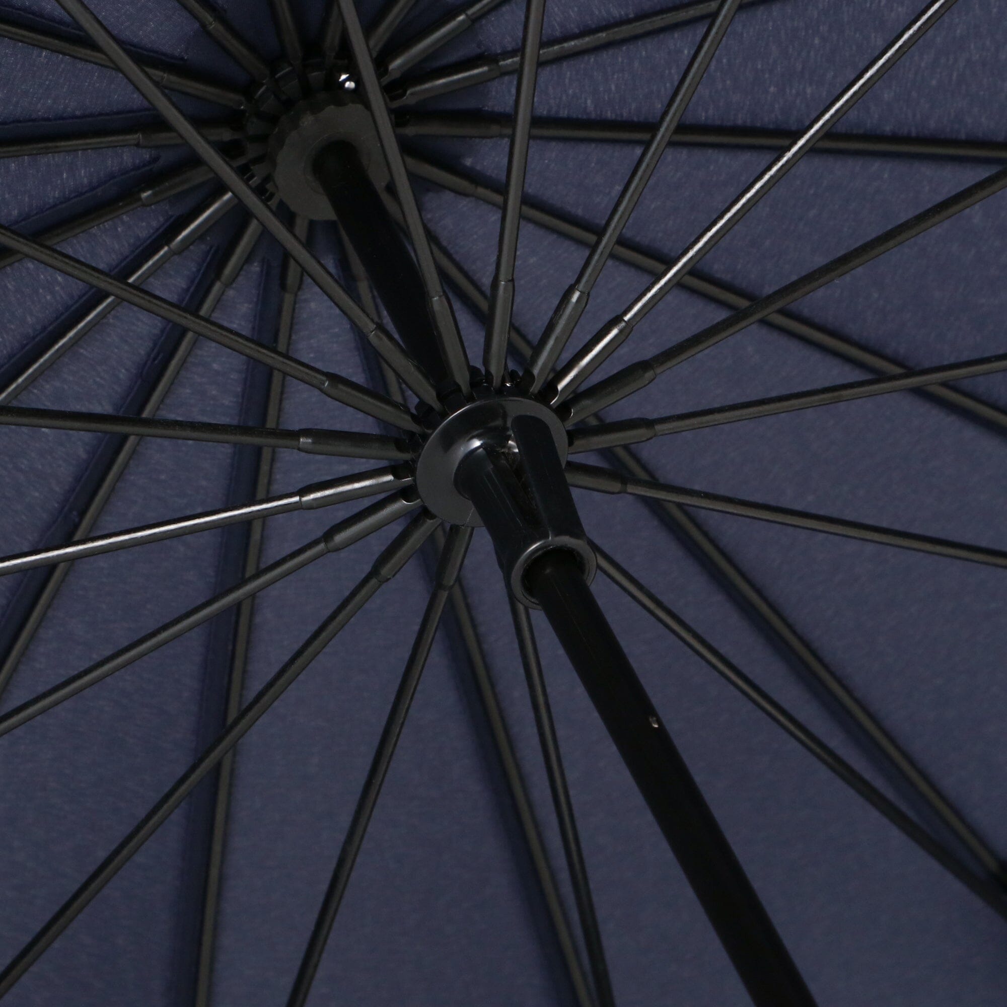 16-Rib Solid Long Umbrella in Navy Blue - Perfect for Rainy Days, Outdoor Events & Travel