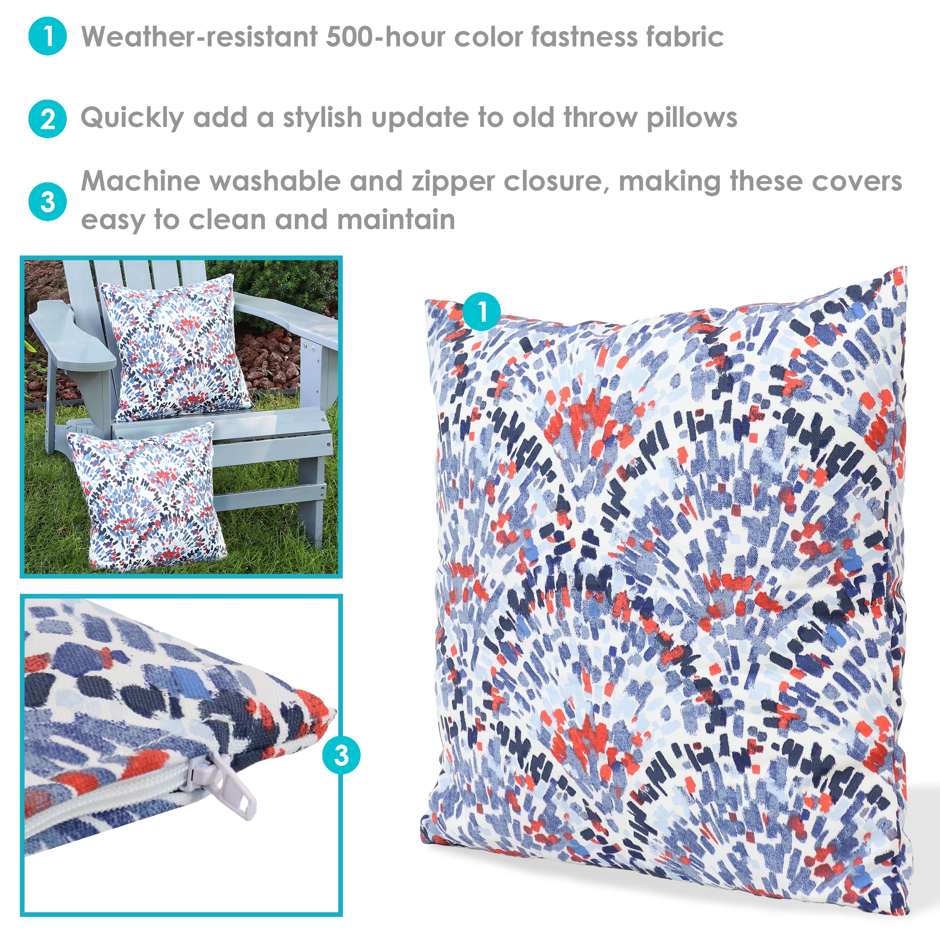 Stylish Sunnydaze Indoor & Outdoor Decorative Throw Pillow Covers - Perfect for Patio, Living Room & Bedroom Decor