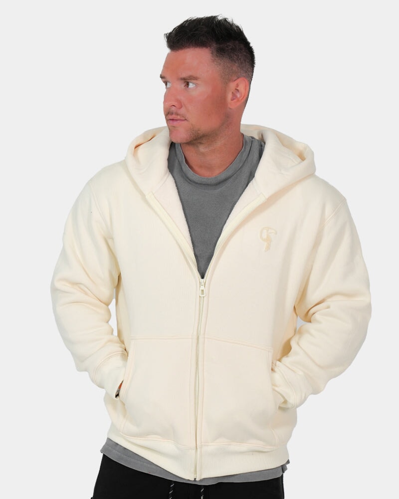 Luxe500 Zip Hoodie for Women - Soft Fleece Pullover with Front Pockets, Apricot Cream - Cozy Casual Wear for Outdoor Activities & Lounge