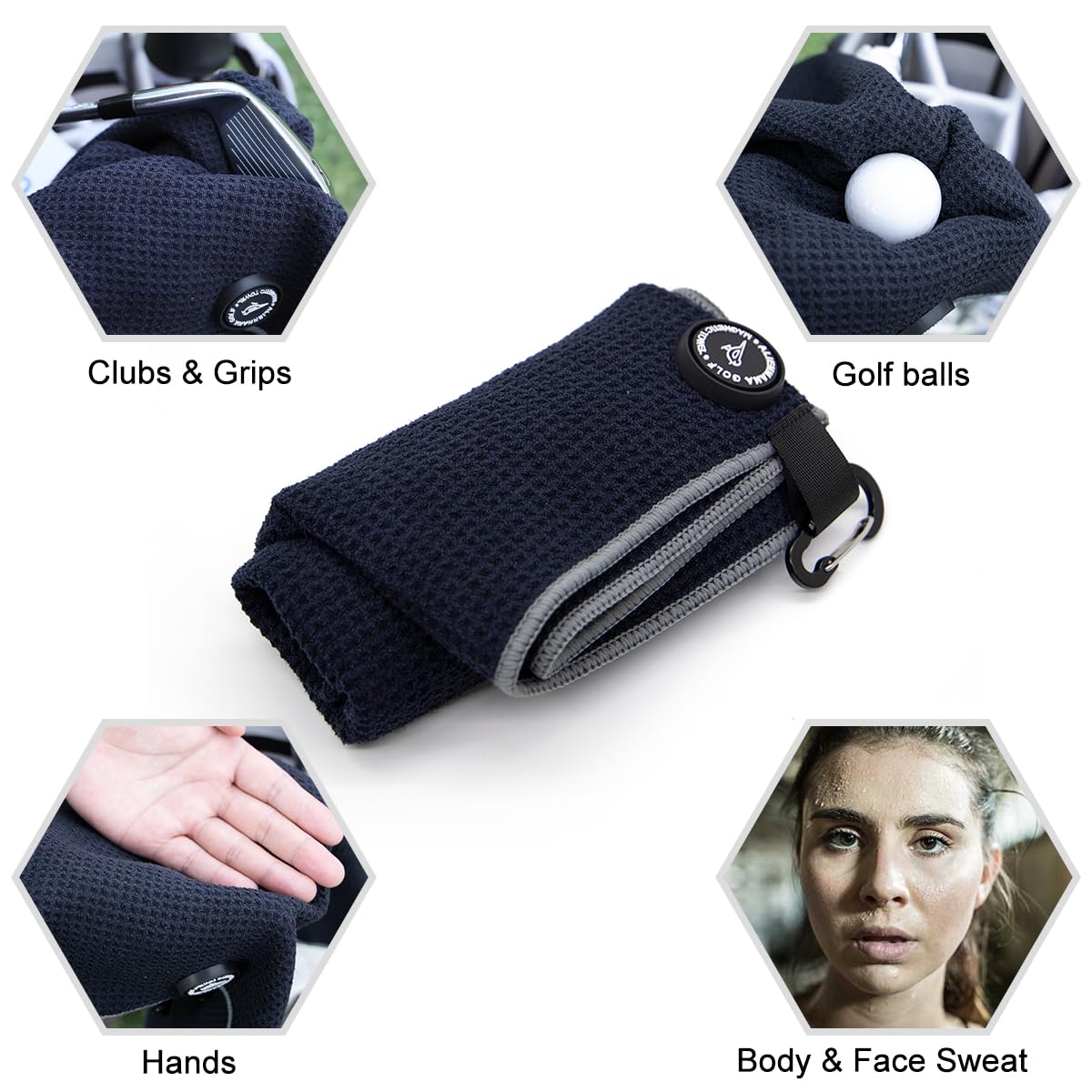 **Premium Magnetic Golf Towel - Microfiber Waffle Design with Clip & Industrial Strength Magnet for Golf Bags, Carts & Clubs | Durable, Absorbent & Secure for Golfing, Practice & Outdoor Sports**