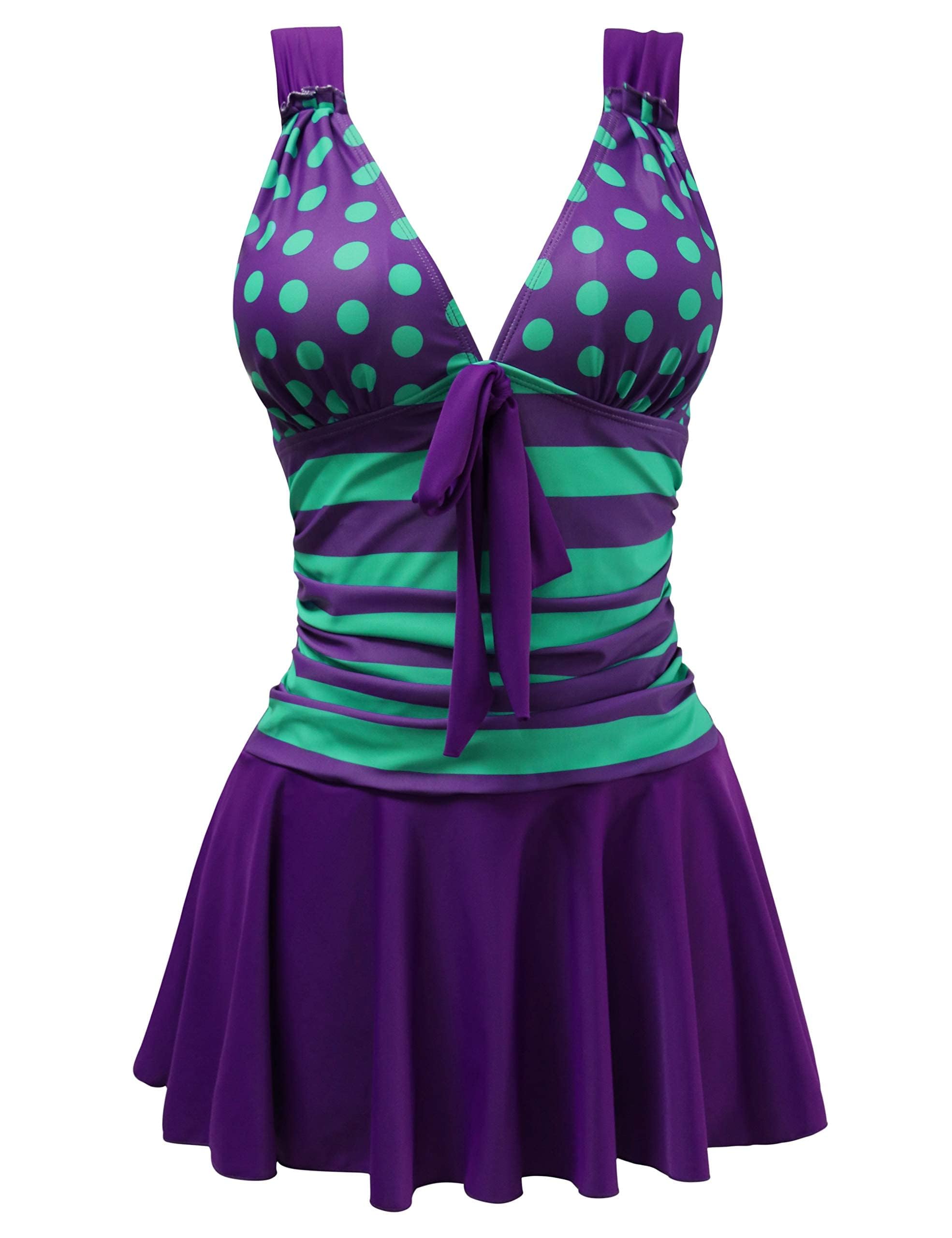 **AONTUS Plus Size Tummy Control One Piece Swimsuits for Women - High Waisted Boyshort Bathing Suit for Beach, Pool & Summer Vacation**