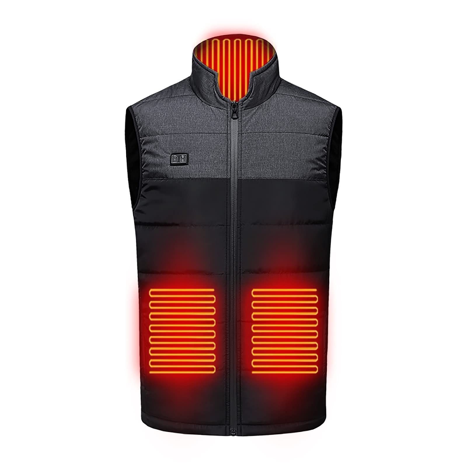 Men's & Women's Heated Oversize Vest - Stand Collar Sleeveless Jacket Winter Waistcoat with Zip | Gray #15 Small | Outdoor Activities, Work, Cold Weather Wear