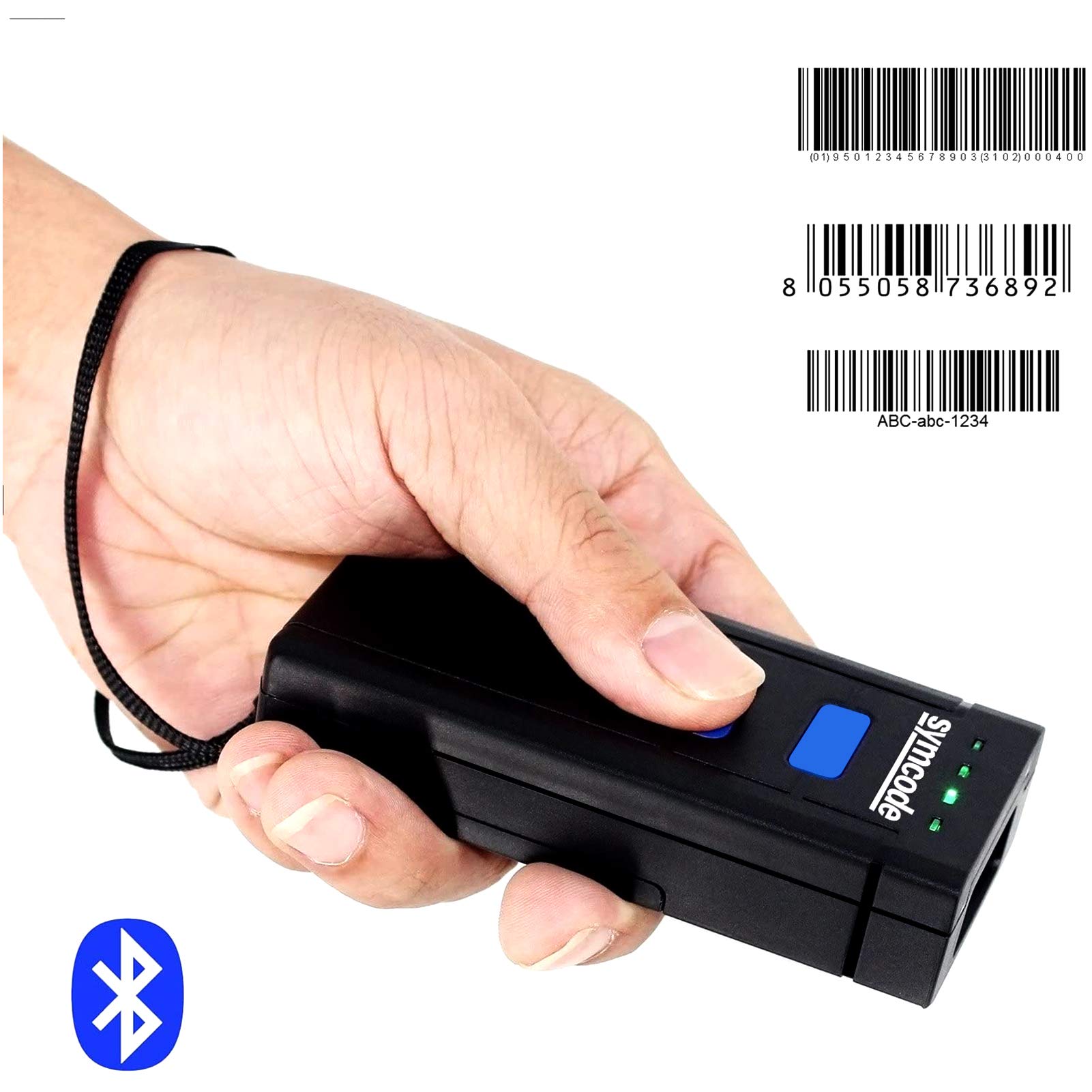 Symcode Bluetooth Wireless Barcode Scanner - 2.4GHz Portable Barcode Reader for Windows, Mac, Android, iOS Devices | Ideal for Retail Stores, Warehouses & Inventory Management